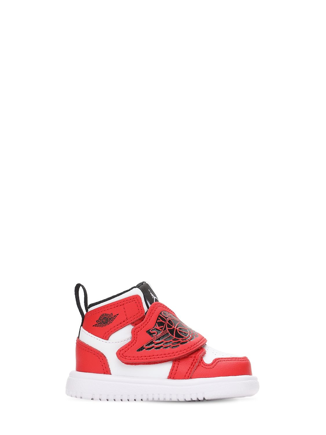 Nike Kids' Sky Jordan 1 Mid Top Sneakers In White,black,red