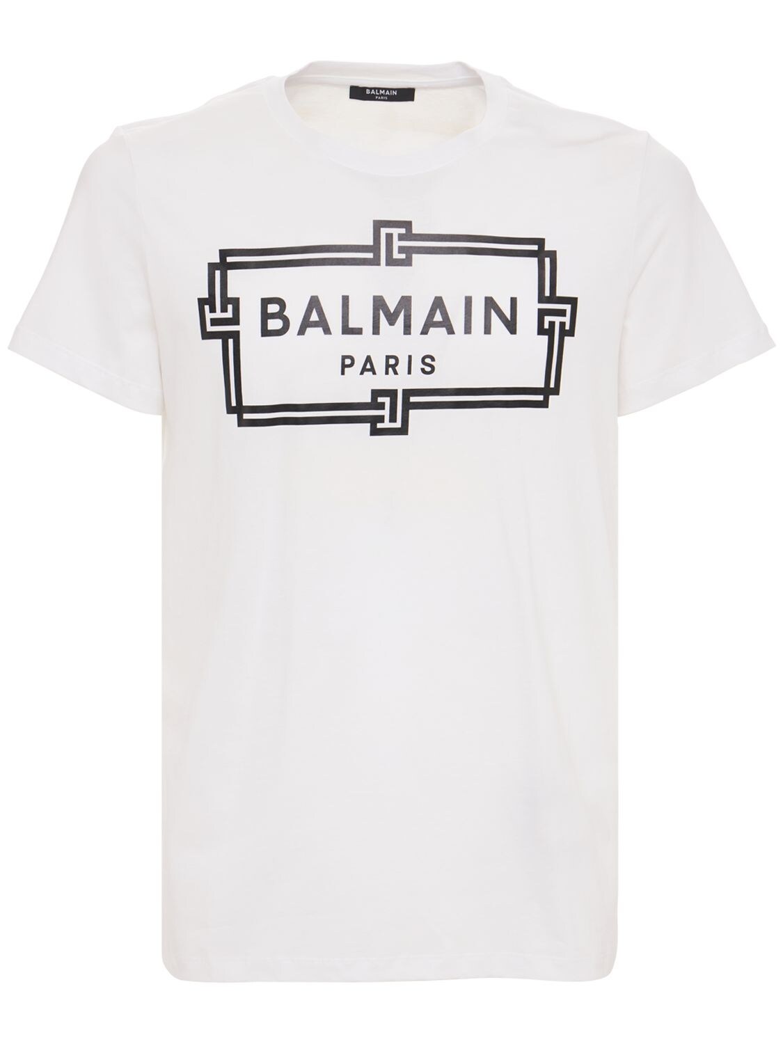 Balmain Slim-fit Logo-print Cotton-jersey T-shirt In White,black