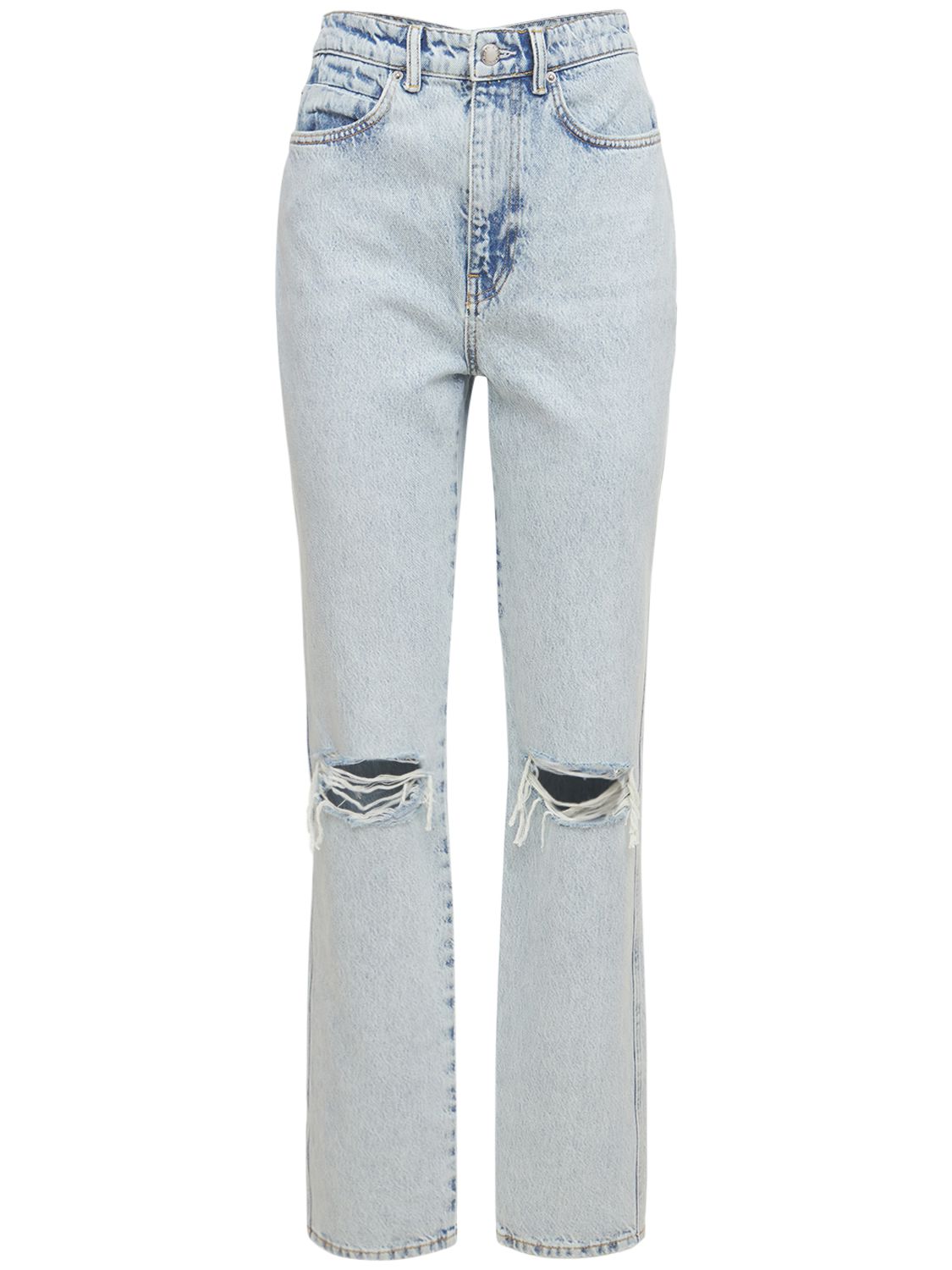 High waist distressed denim jeans 