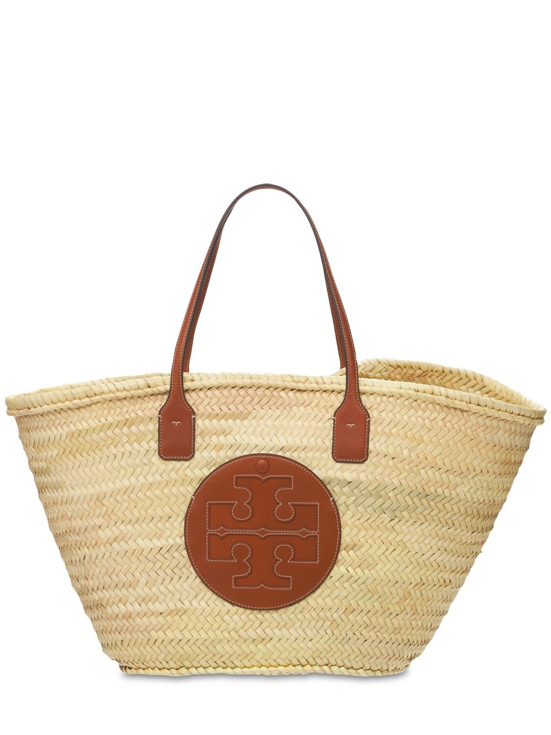 Tory Burch Medium Straw & Leather Tote Bag In Natural | ModeSens