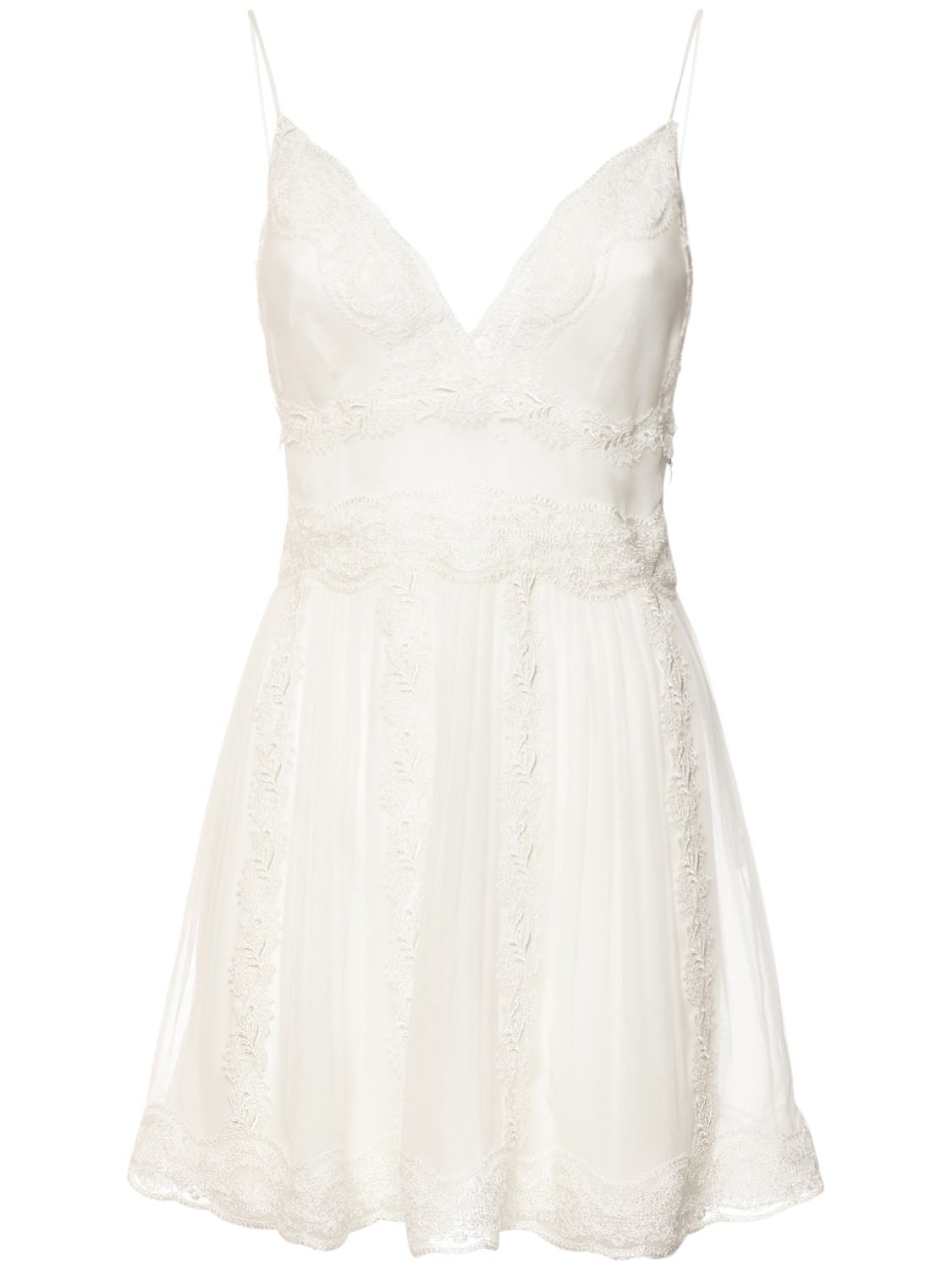 Alberta Ferretti Sleeveless Silk Chiffon Mini Dress In White | ModeSens