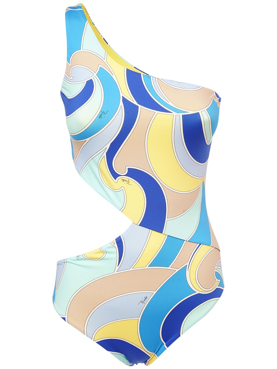 Pucci + Net Sustain Quirimbas One-shoulder Printed Swimsuit In Multicolor