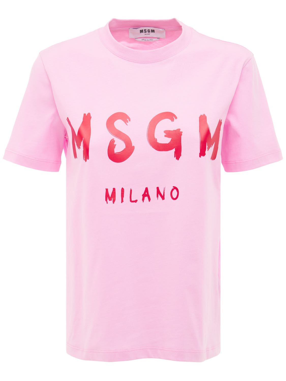 MSGM LOGO PRINTED COTTON JERSEY T-SHIRT,72IM2F013-MTI1