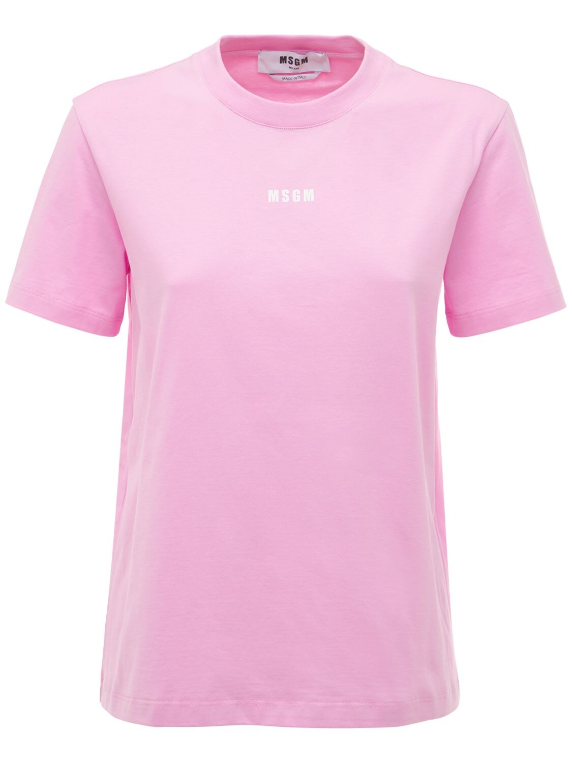 Msgm Basic Jersey T-shirt With Logo Print In Pink
