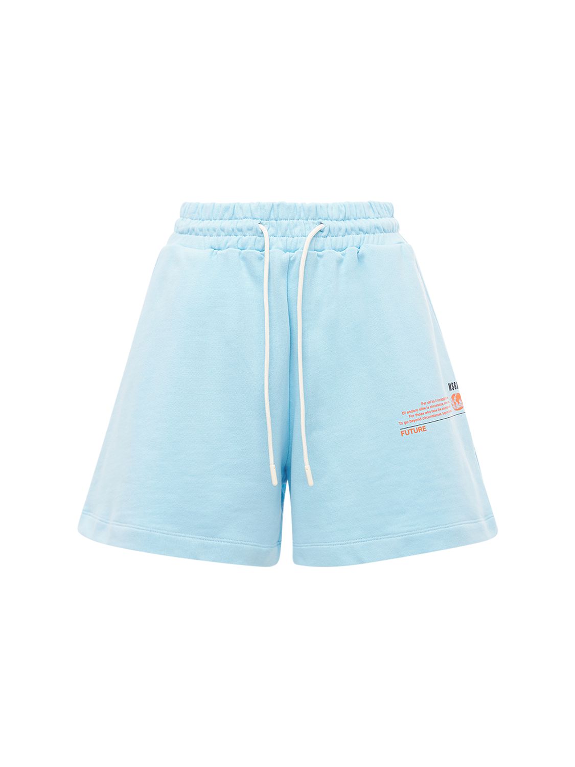 Msgm Organic Cotton Sweat Shorts In Light Blue