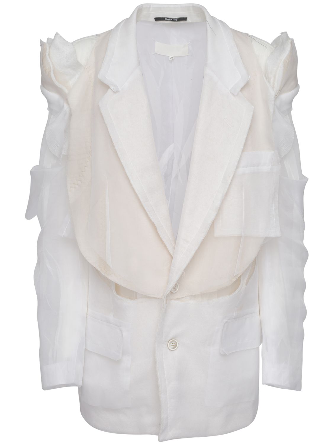 white silk blazer