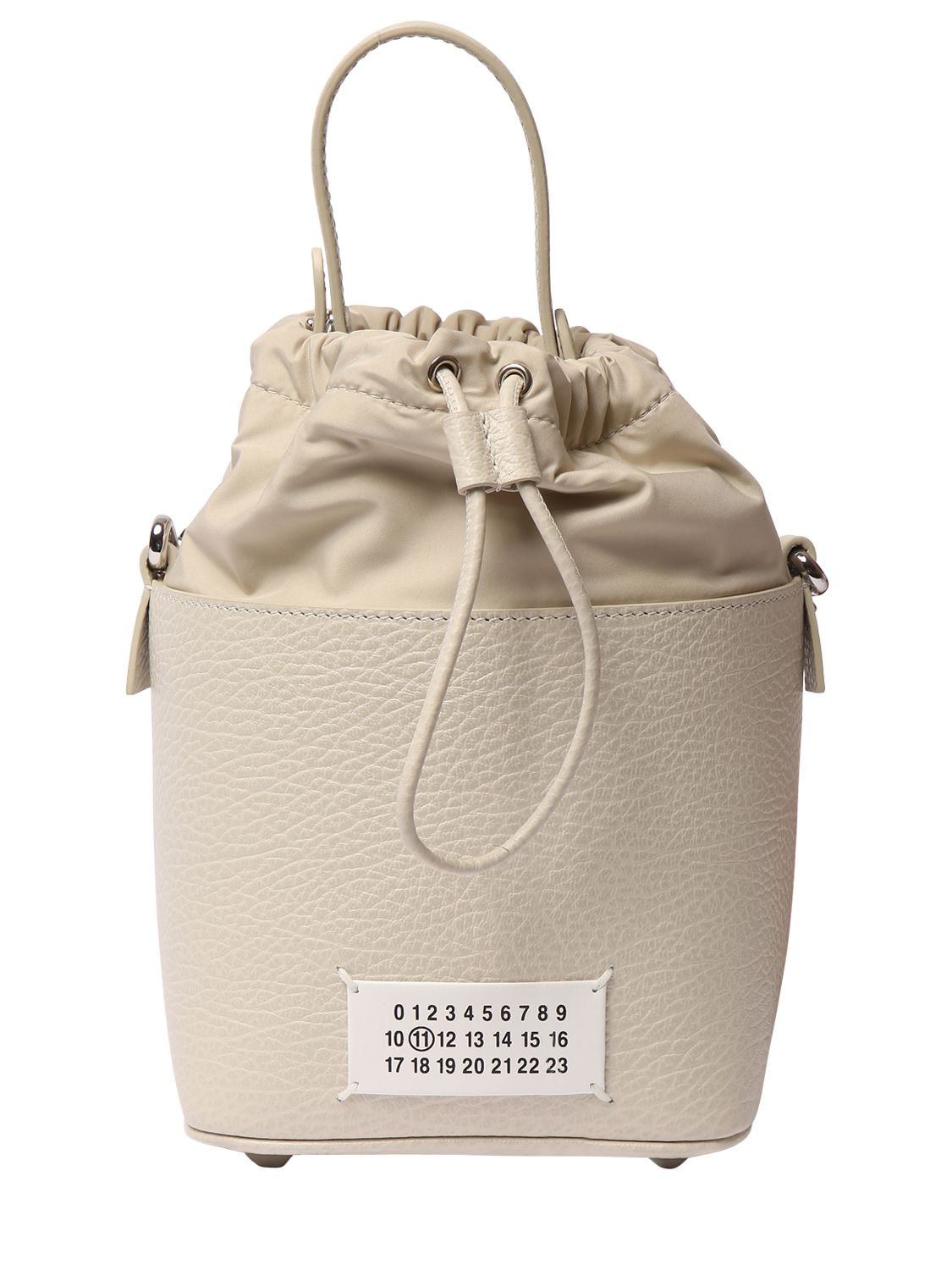 Maison Margiela Grained Leather Bucket Bag In Greige | ModeSens