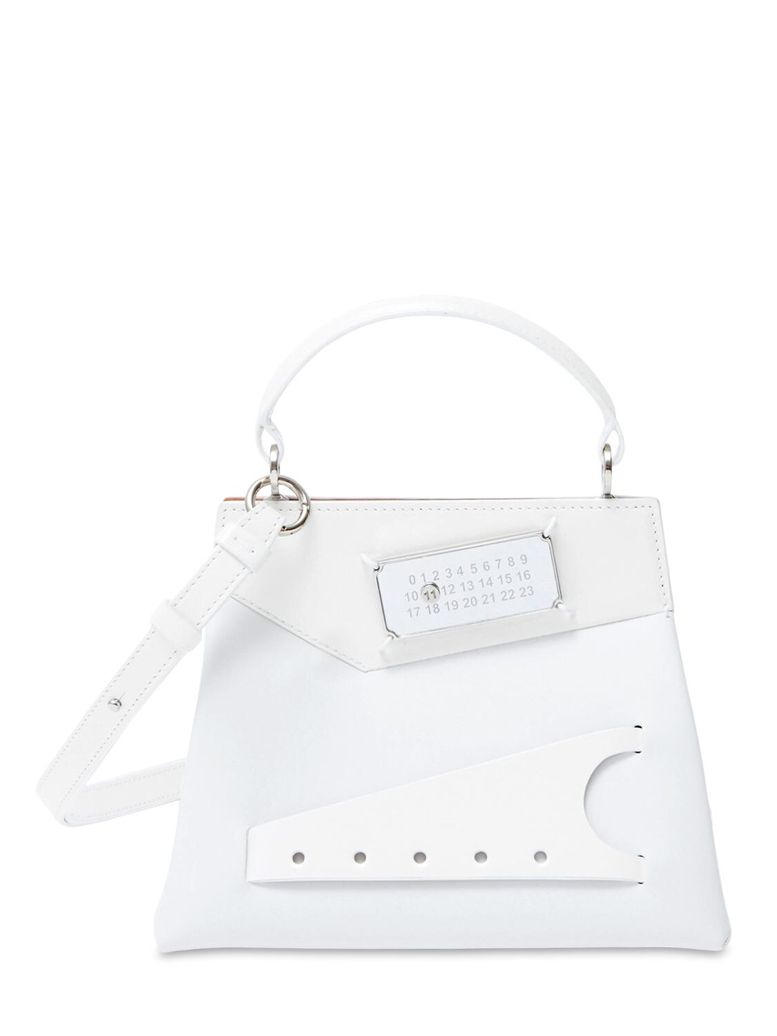 MAISON MARGIELA SMALL SNATCHED LEATHER TOP HANDLE BAG,73IM6A038-VDEWMDM1