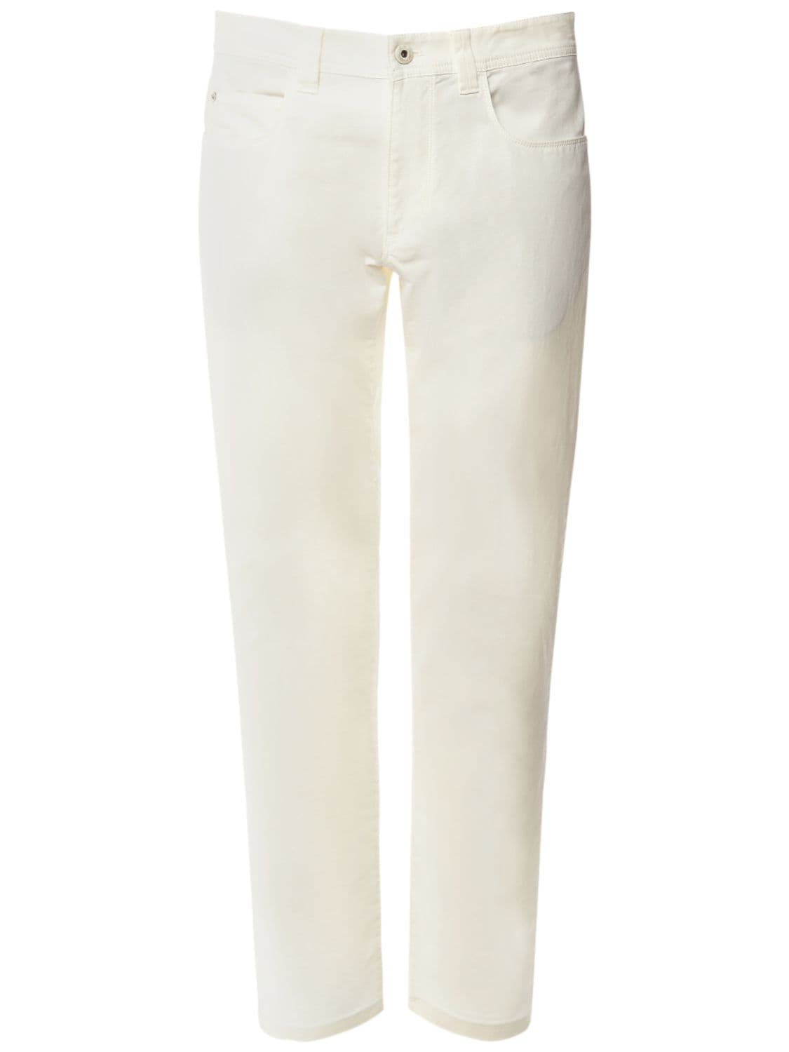 Loro Piana 18cm Stretch Cotton Jeans In Optic White