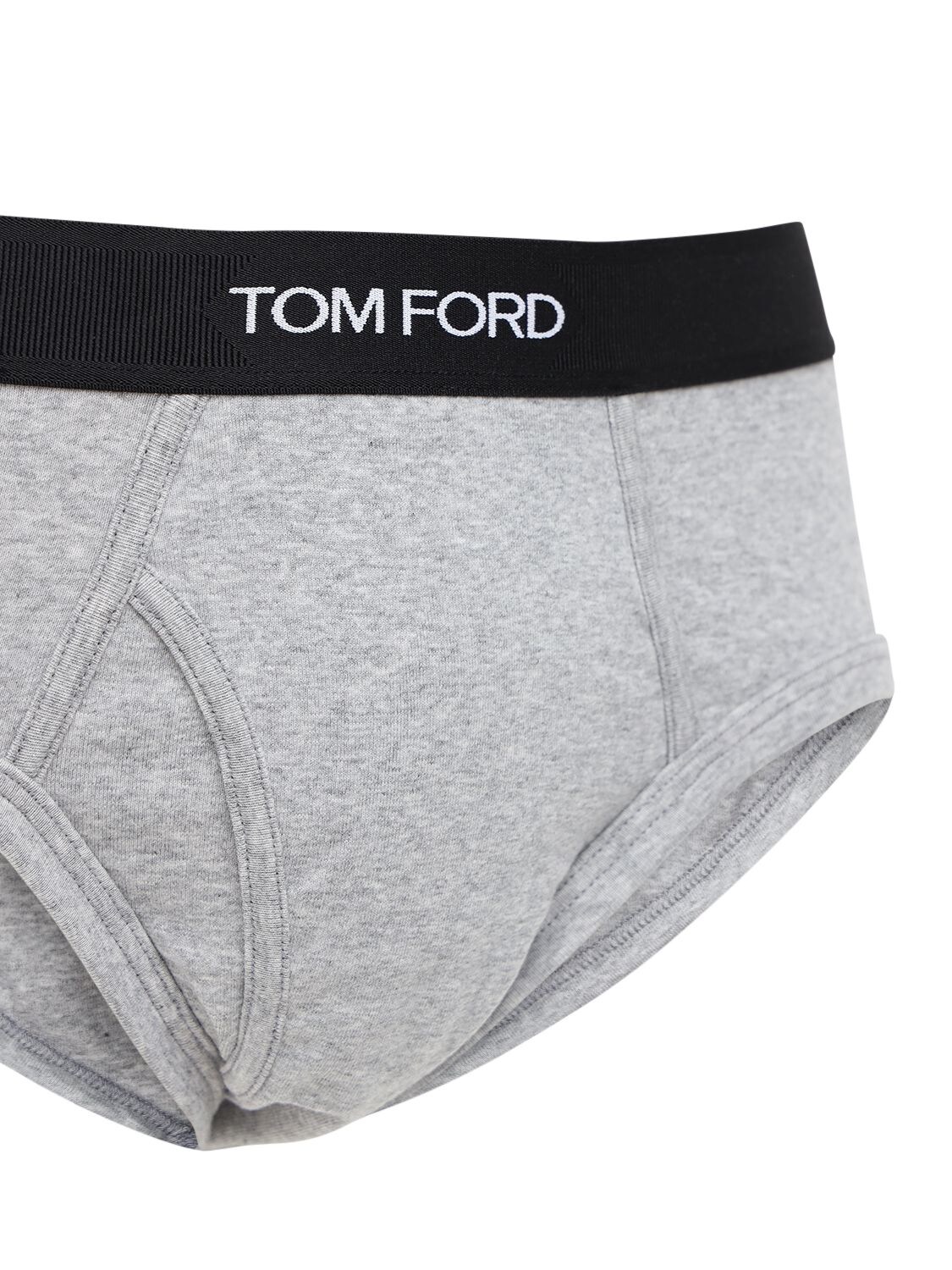 Shop Tom Ford Pack Of 2 Logo Stretch Cotton Briefs In Grey