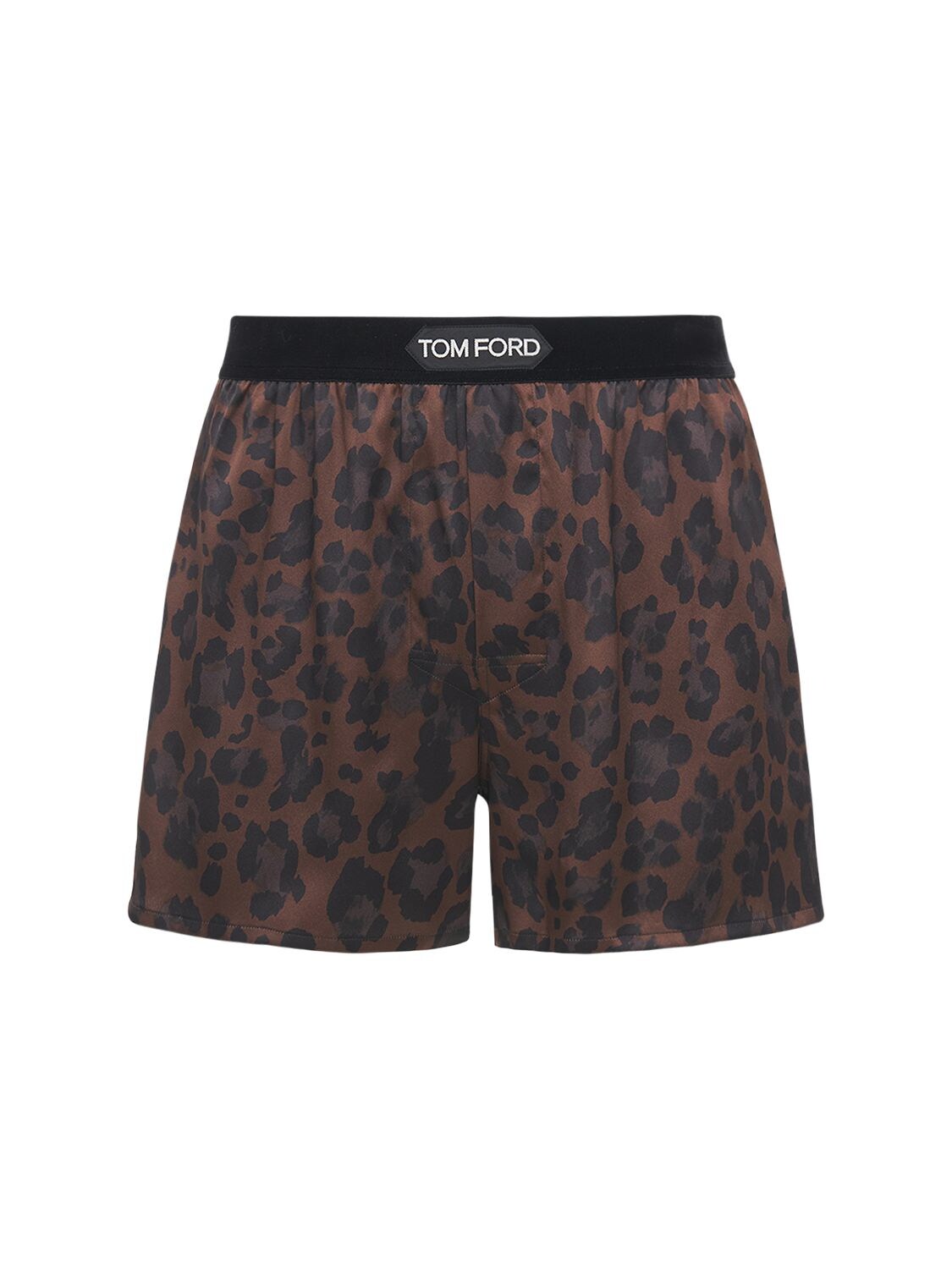 Tom Ford Velvet-trimmed Leopard-print Stretch-silk Satin Boxer Shorts ...