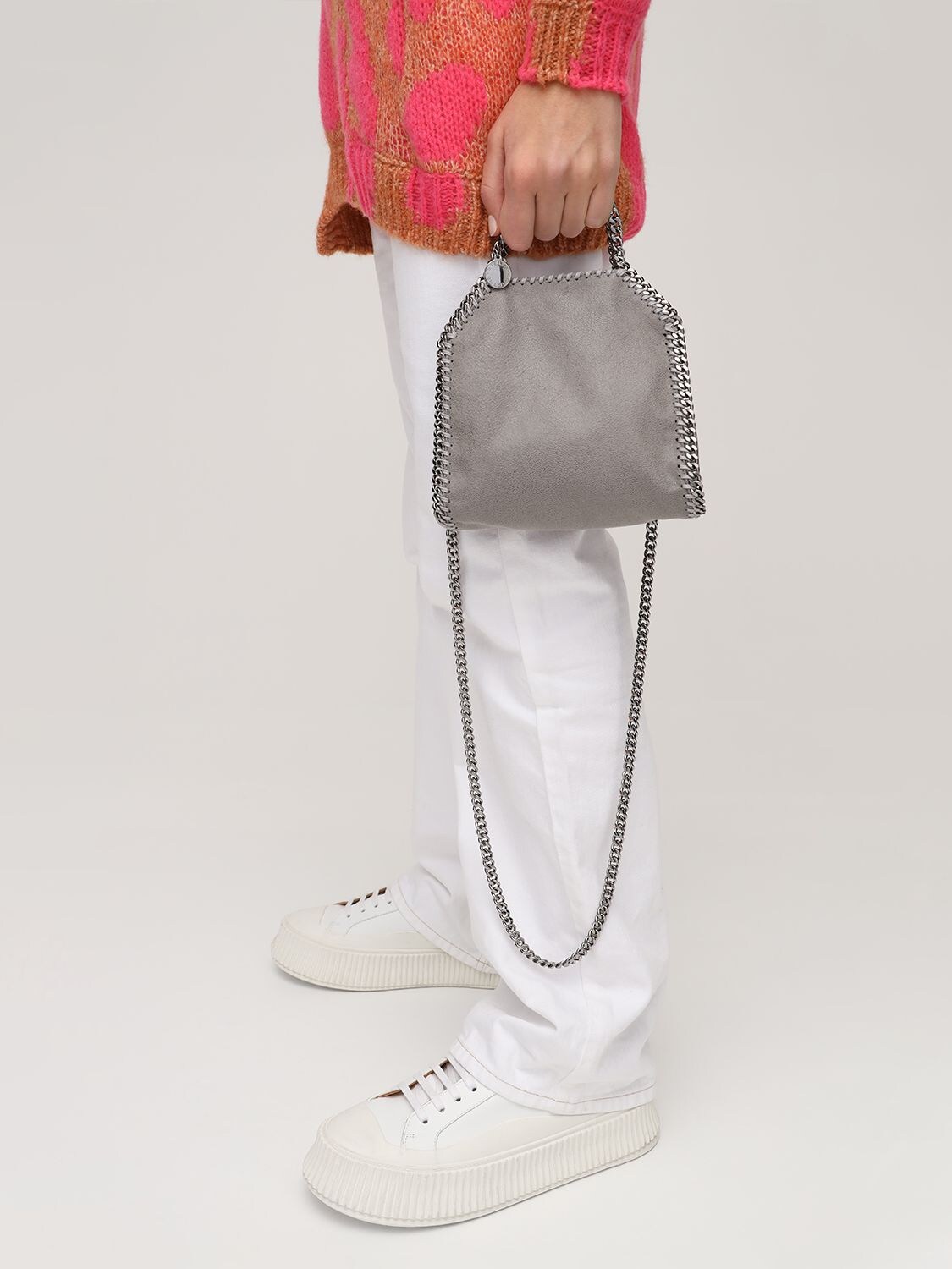 Shop Stella Mccartney Tiny Falabella Bag In Light Grey