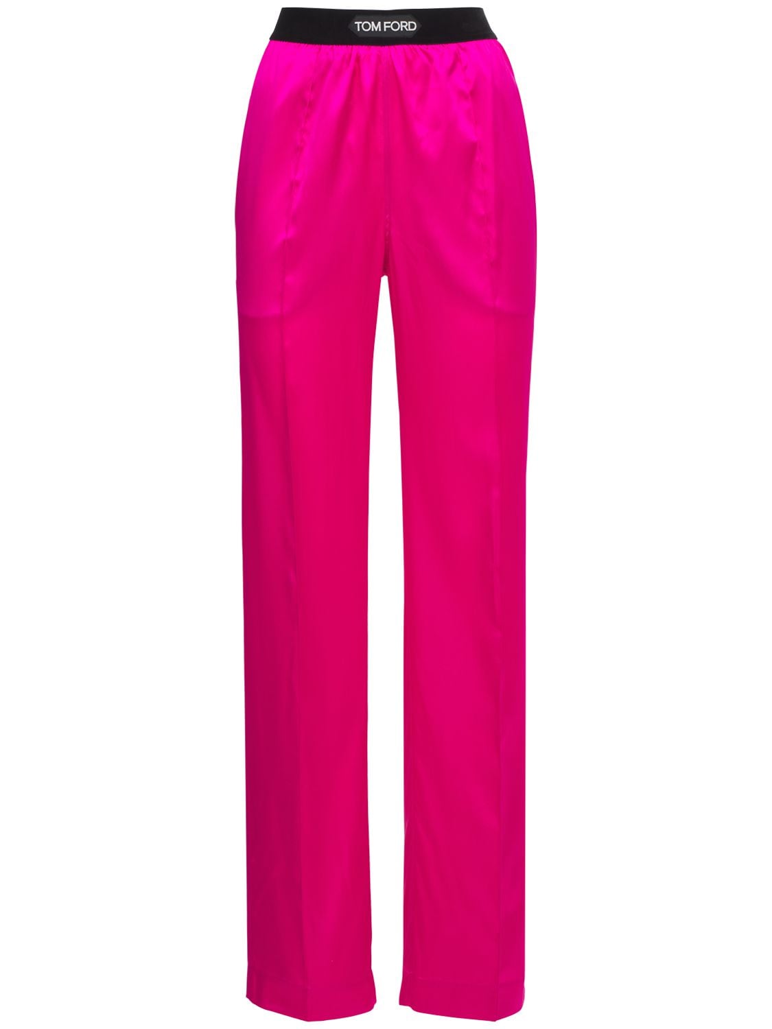 Shop Tom Ford Logo Silk Satin Pajama Pants In Fuchsia
