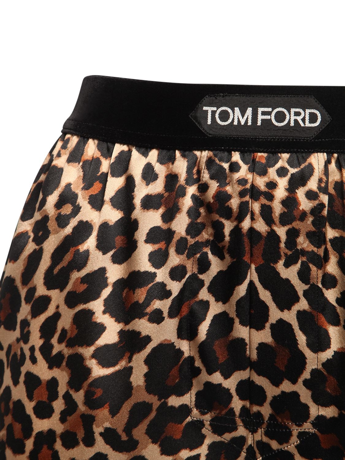 Shop Tom Ford Leopard Print Silk Satin Shorts In Multicolor
