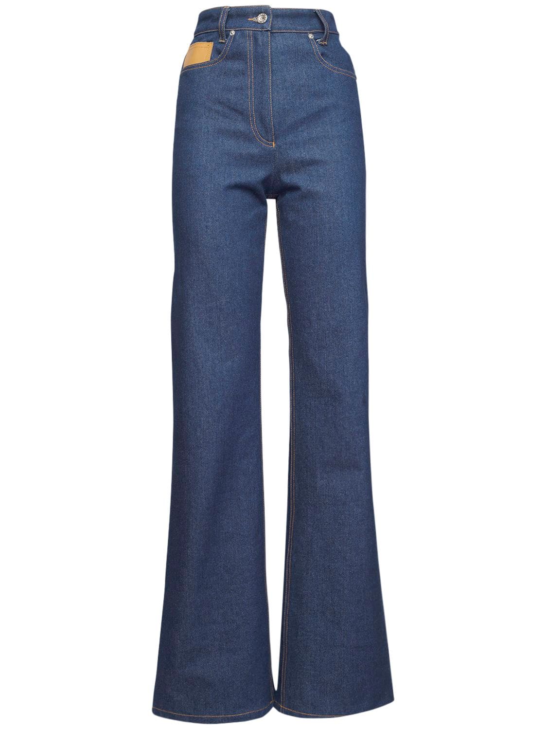 Paco Rabanne High Waist Cotton Denim Wide Leg Jeans