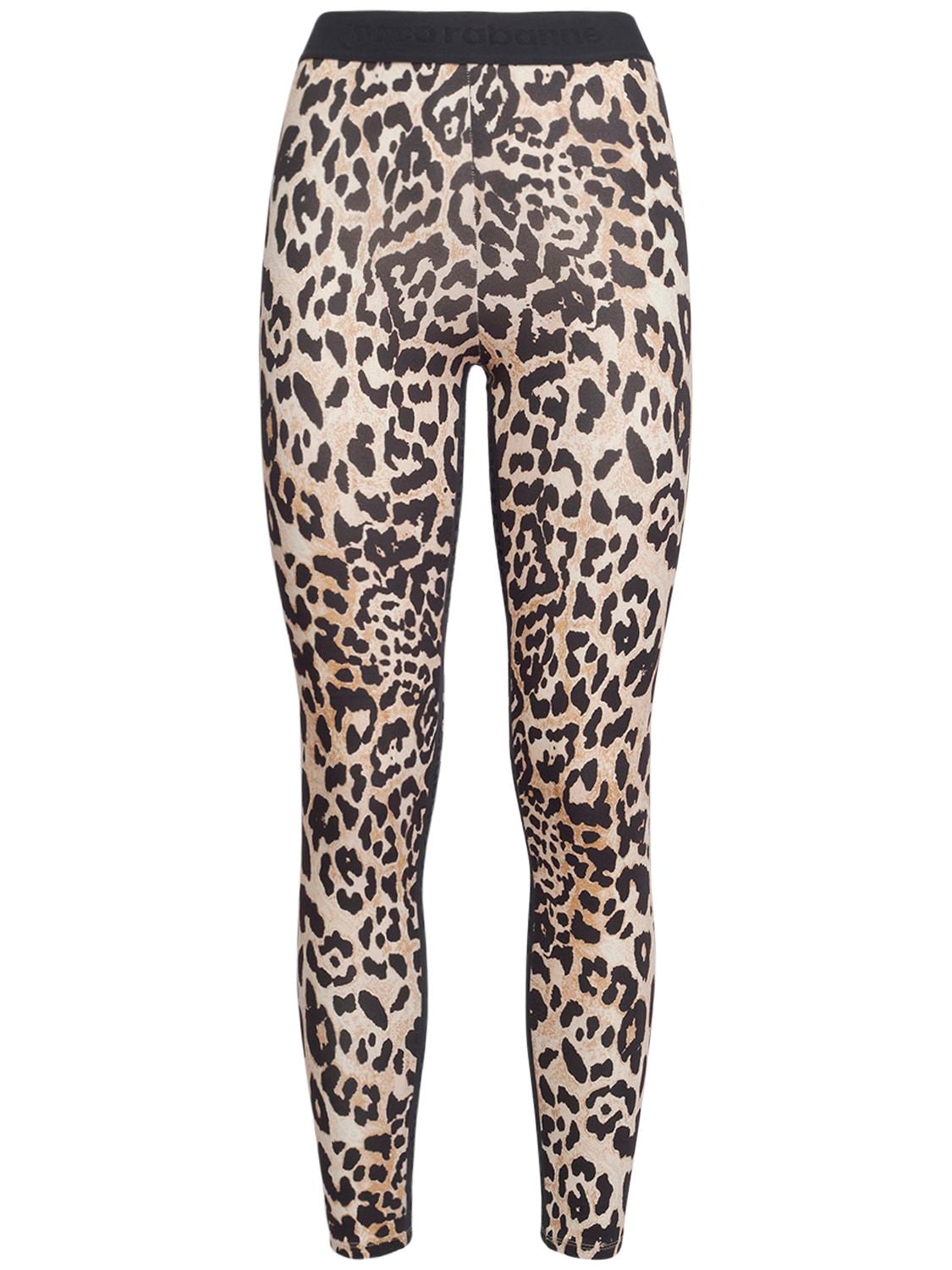 PACO RABANNE LEOPARD PRINTED VISCOSE JERSEY LEGGINGS,73IMDQ057-MJA40