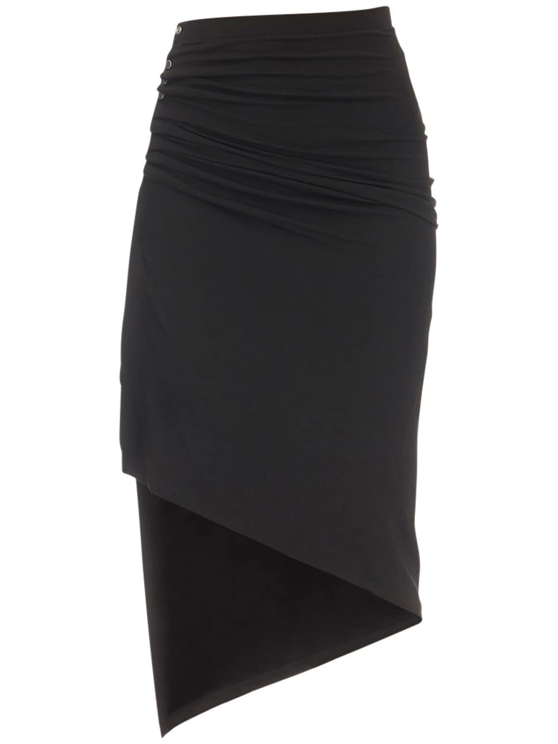 Shop Rabanne Asymmetric Light Jersey Midi Skirt In Black