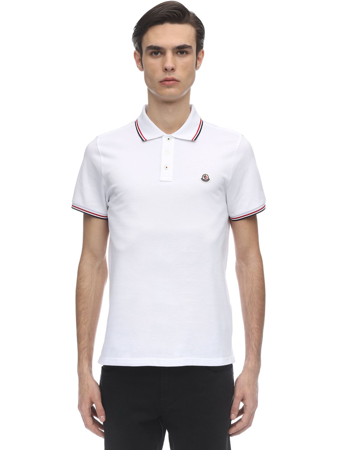 Moncler White Maglia Polo | ModeSens