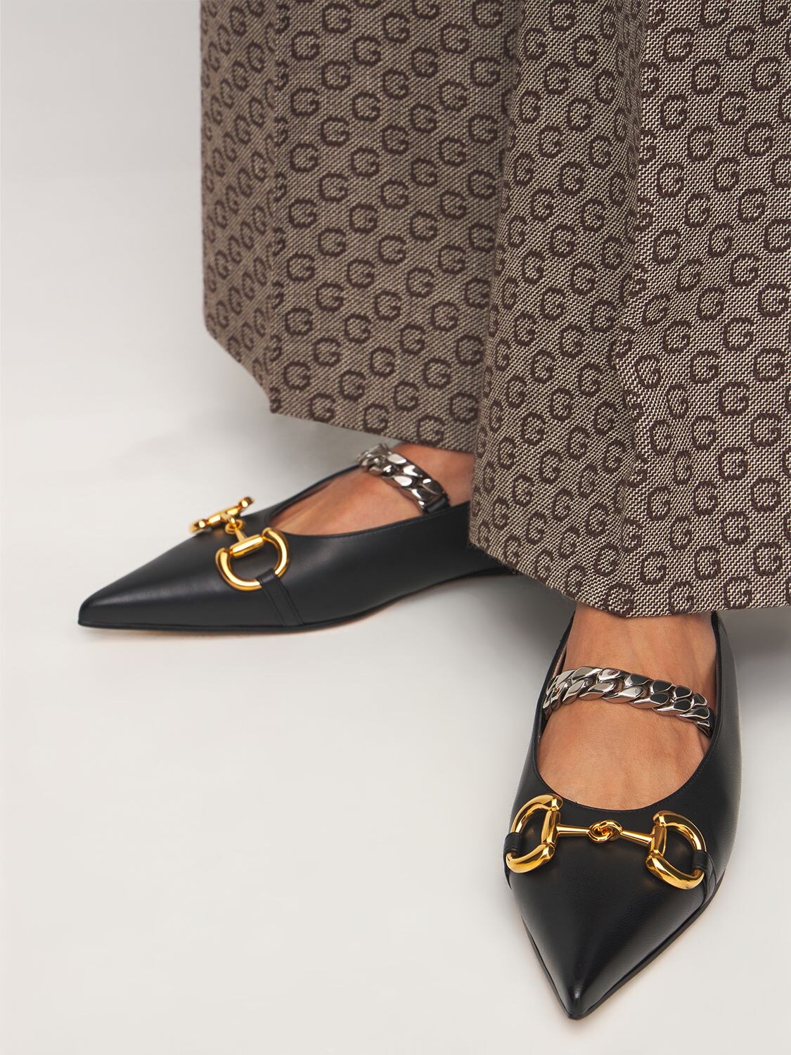 gucci ballet flats with chain