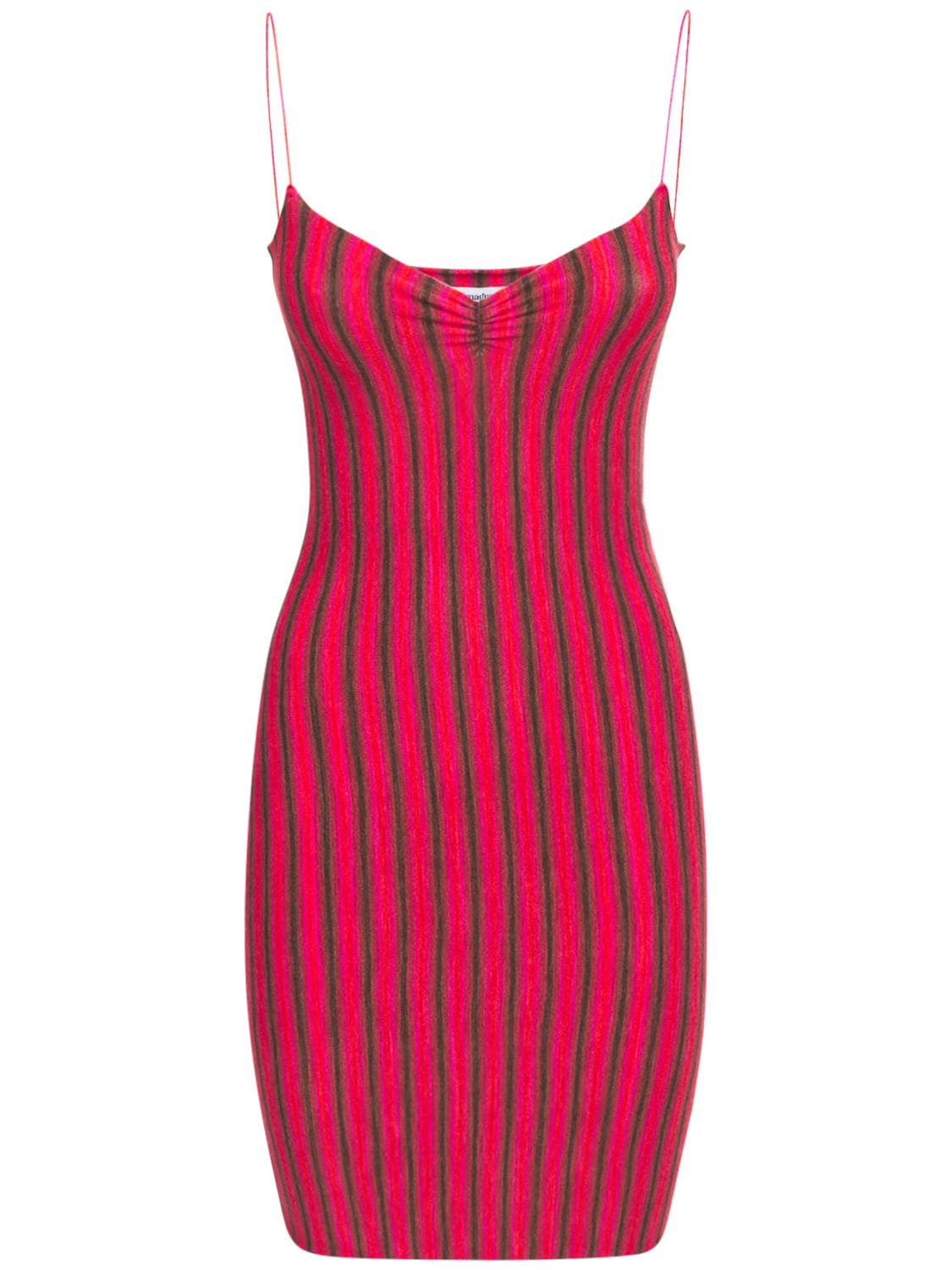 Gimaguas Simi Striped Viscose Mini Dress In Fuchsia,multi | ModeSens