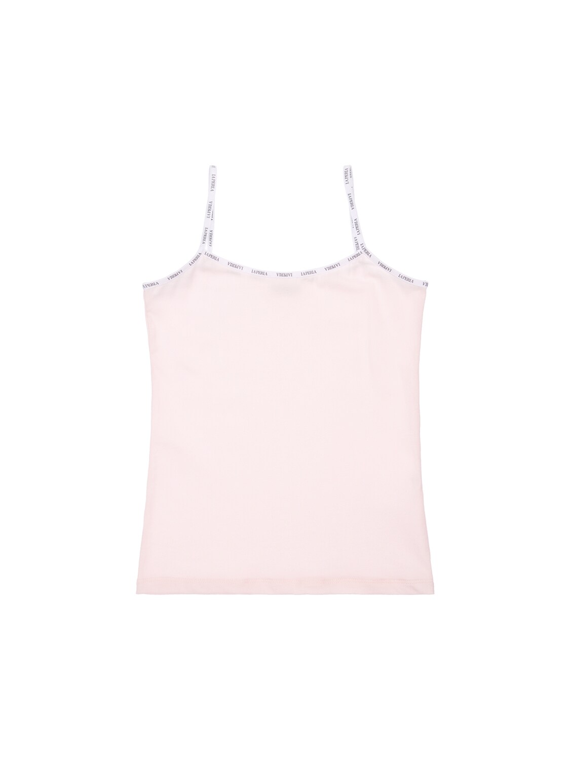 La Perla Kids' Logo Cotton Blend Jersey Tank Top In Pink Baby