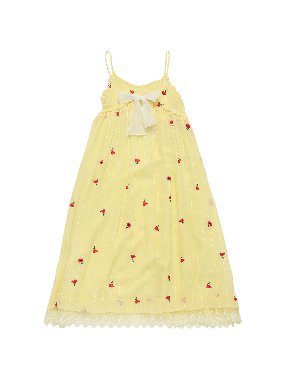 Besticktes Seiden Langes Kleid