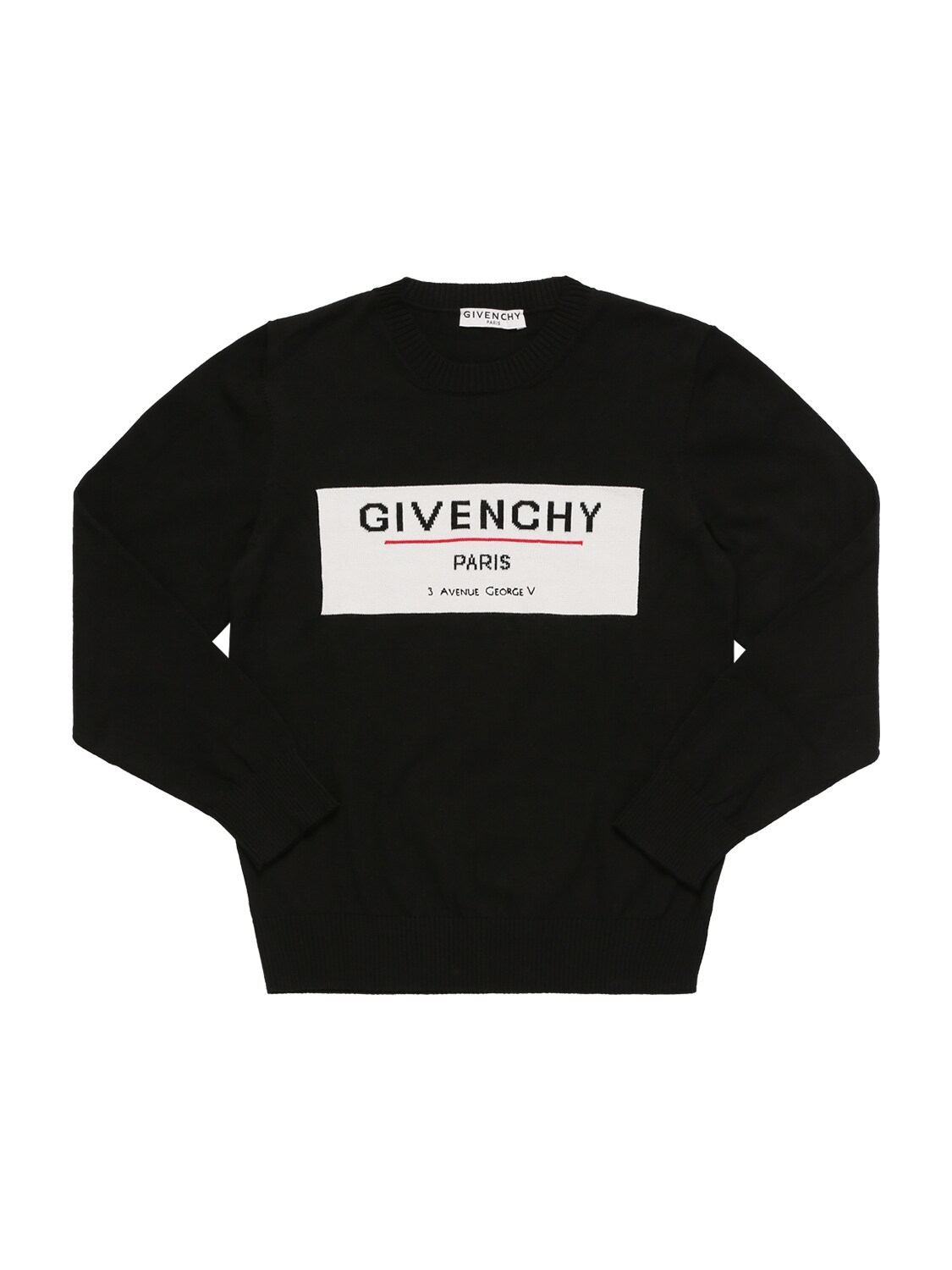 Givenchy Kids' Logo Jacquard Cotton Knit Sweater In Black