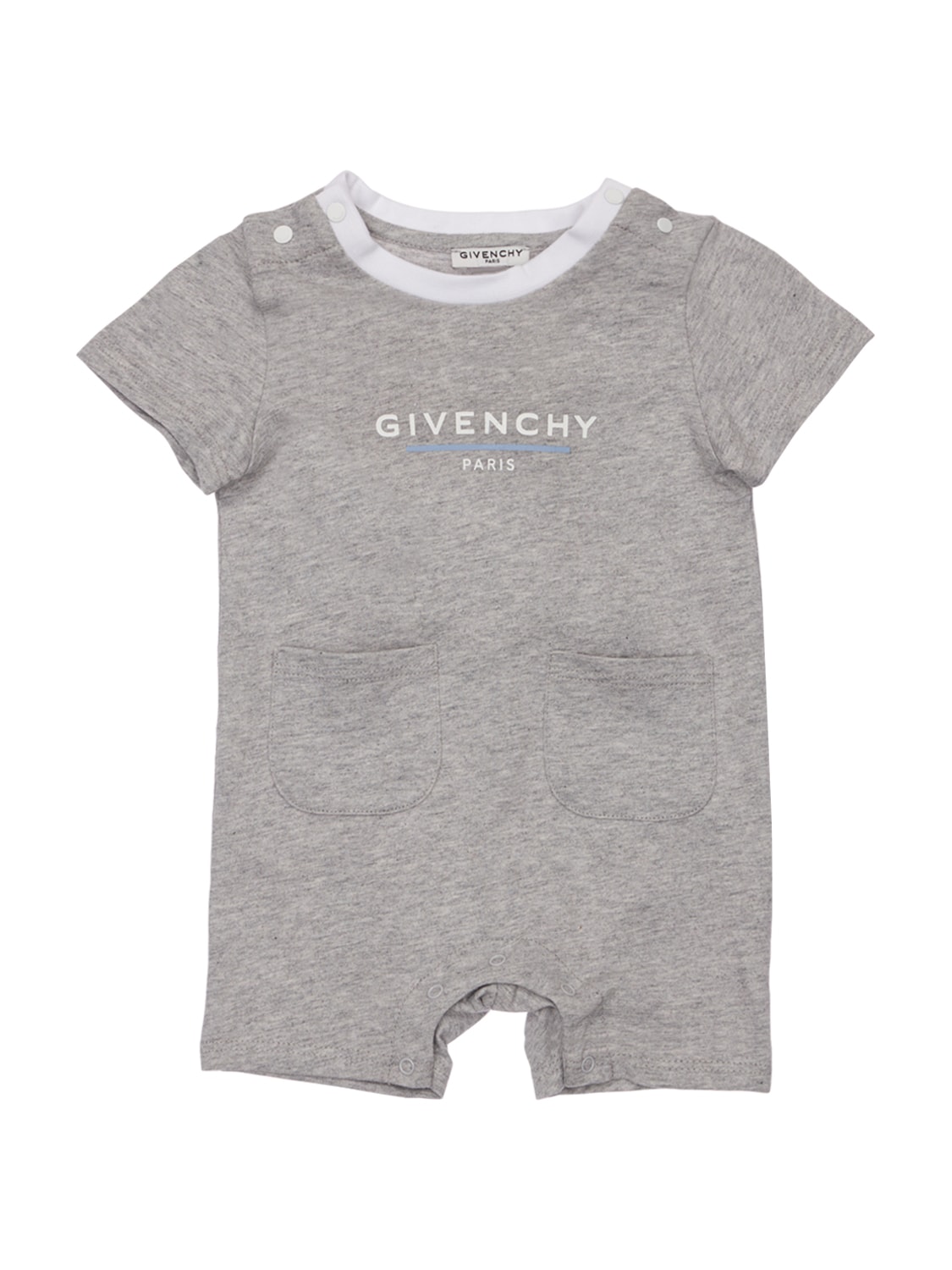 Givenchy Babies' Logo Print Cotton Jersey Romper In Grey