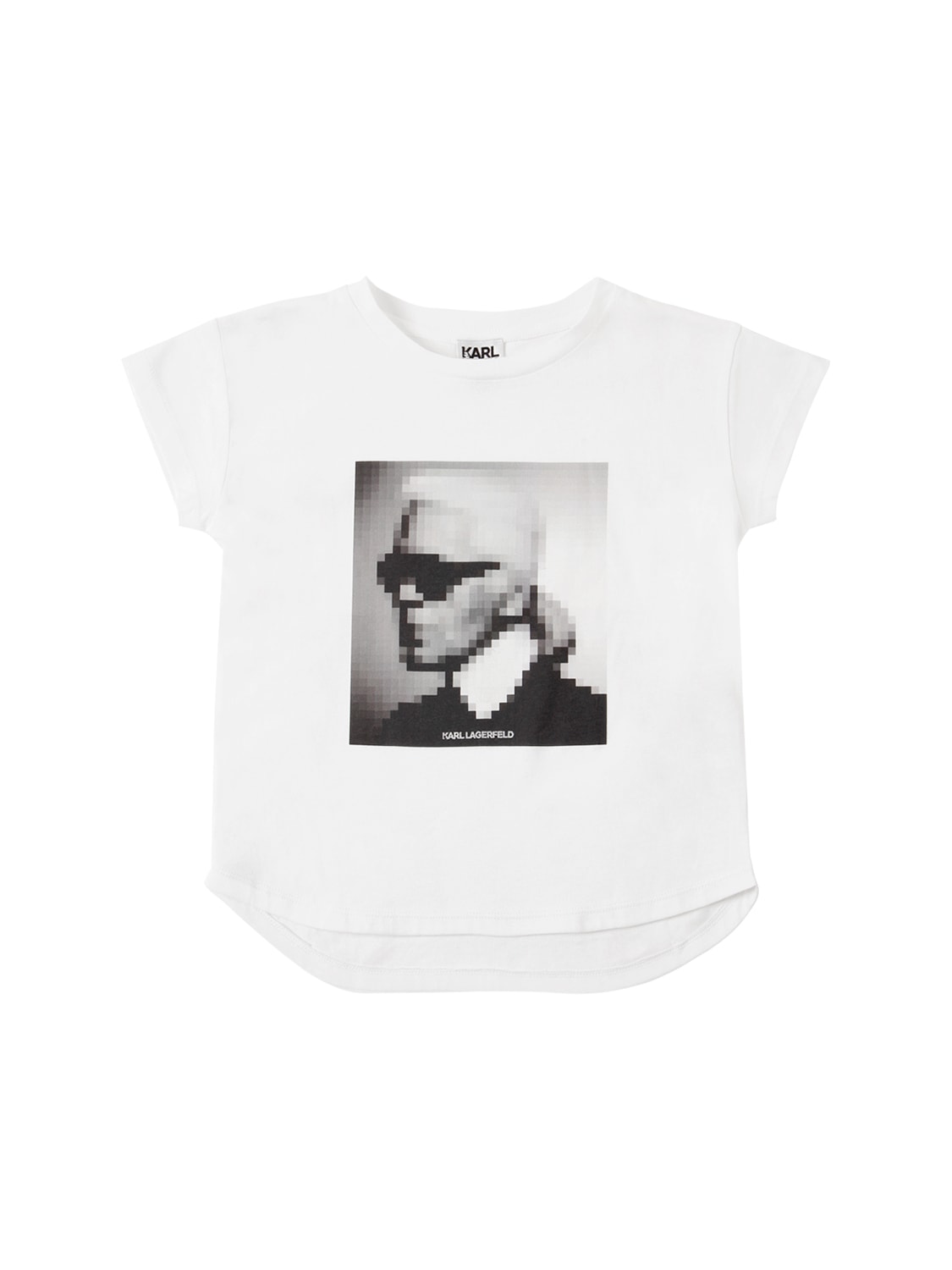 KARL LAGERFELD KARL PIXEL PRINT COTTON JERSEY T-SHIRT,73IOFN008-MTBC0