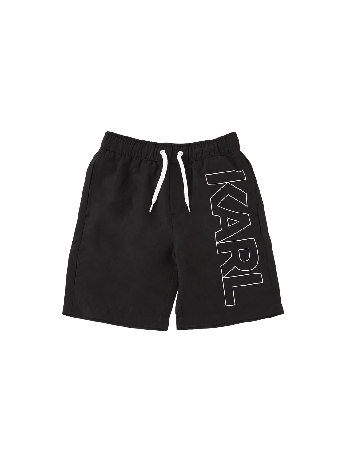 KARL LAGERFELD LOGO PRINT NYLON SWIM SHORTS,73IOFO041-MDLC0