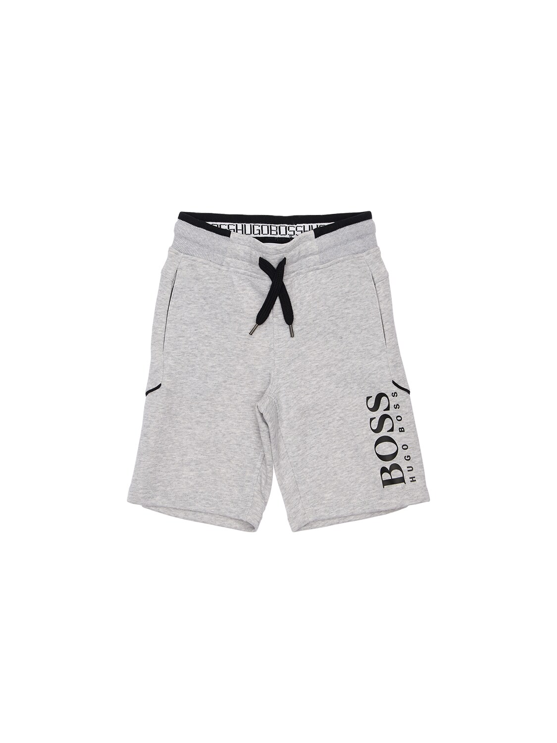 HUGO BOSS LOGO PRINT COTTON SWEAT SHORTS,73IOFS054-QTMY0