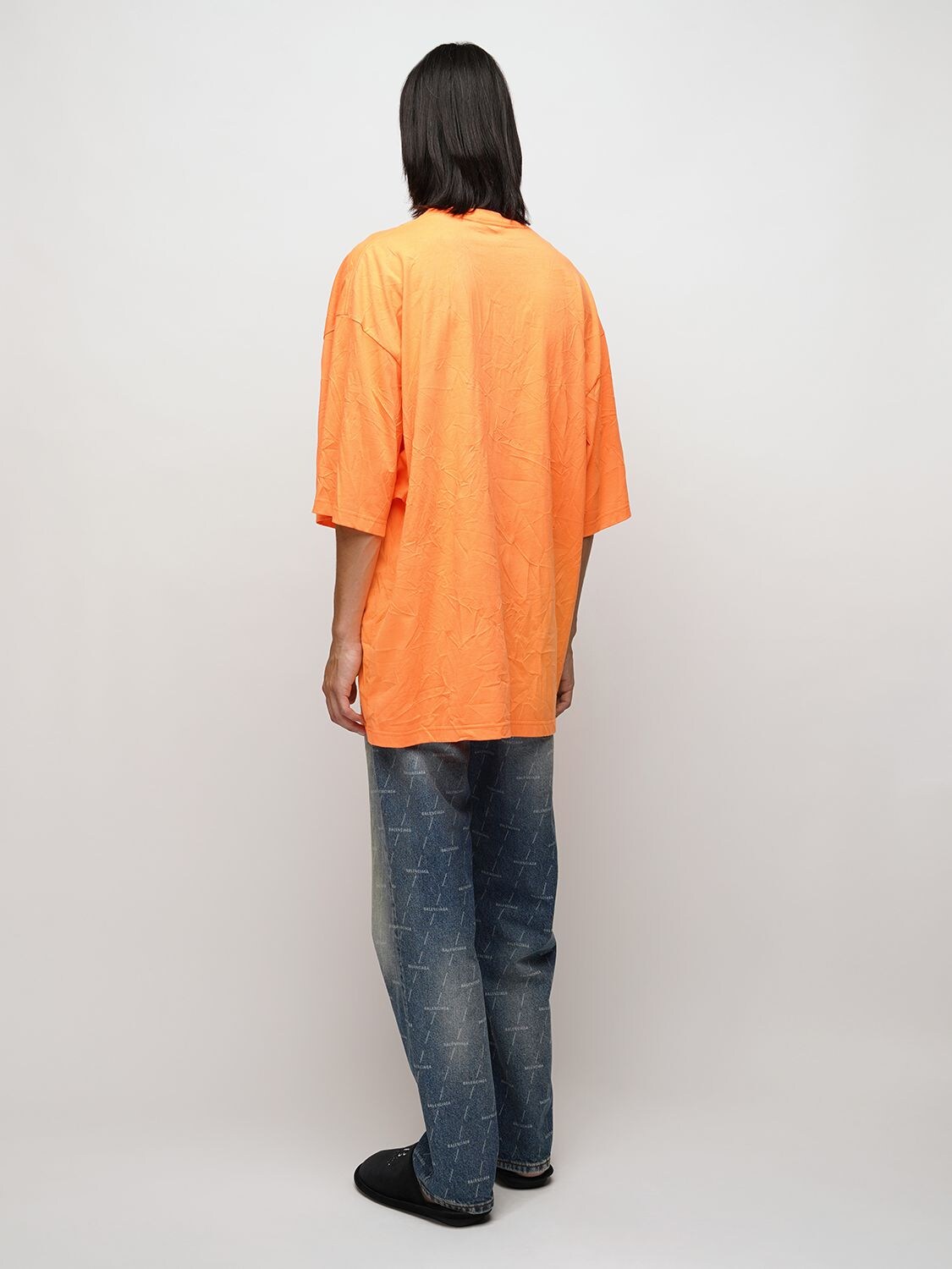 Balenciaga Multi Language Logo Oversized T-shirt M in Orange for