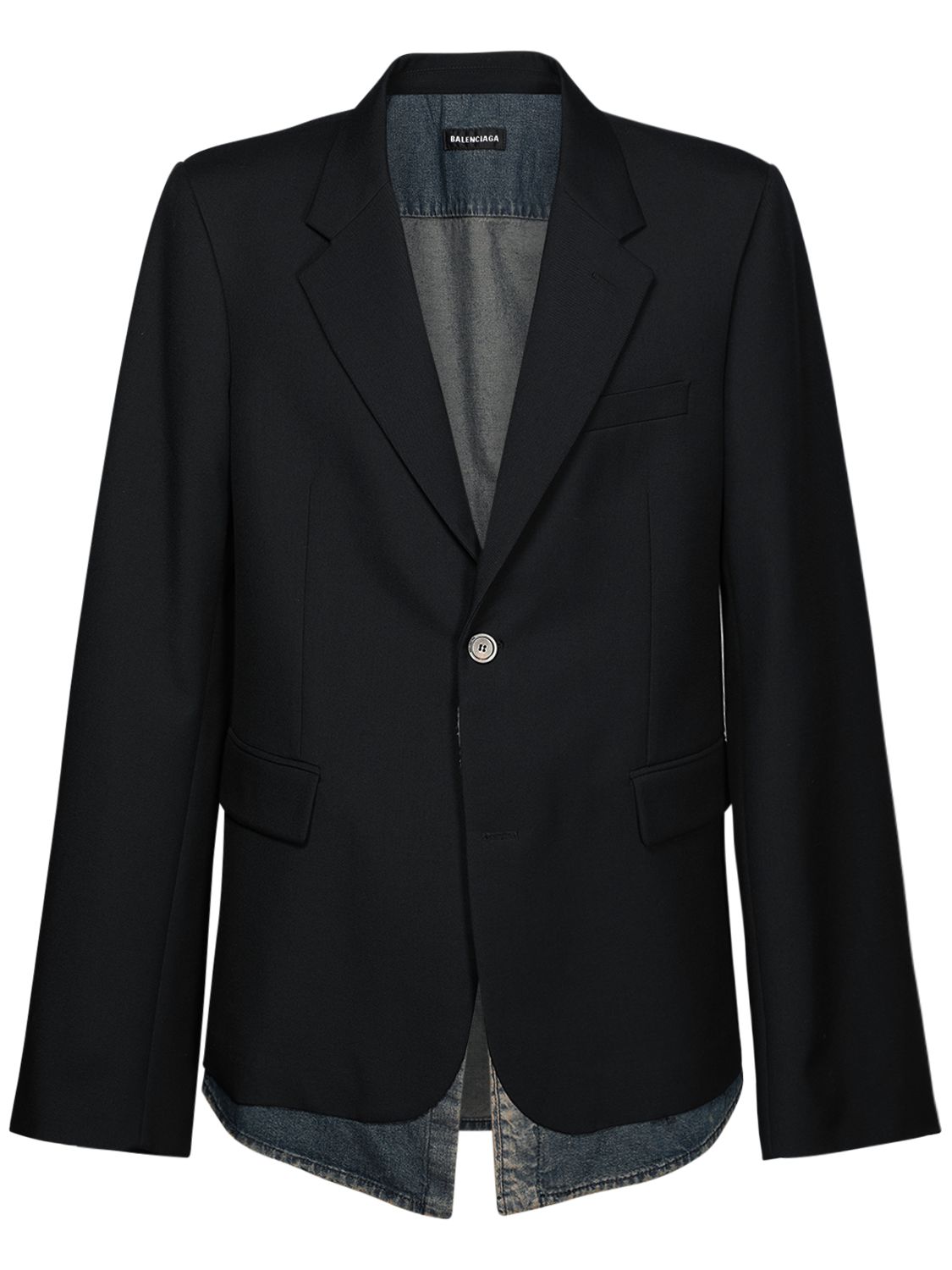 balenciaga nylon logo denim jacket