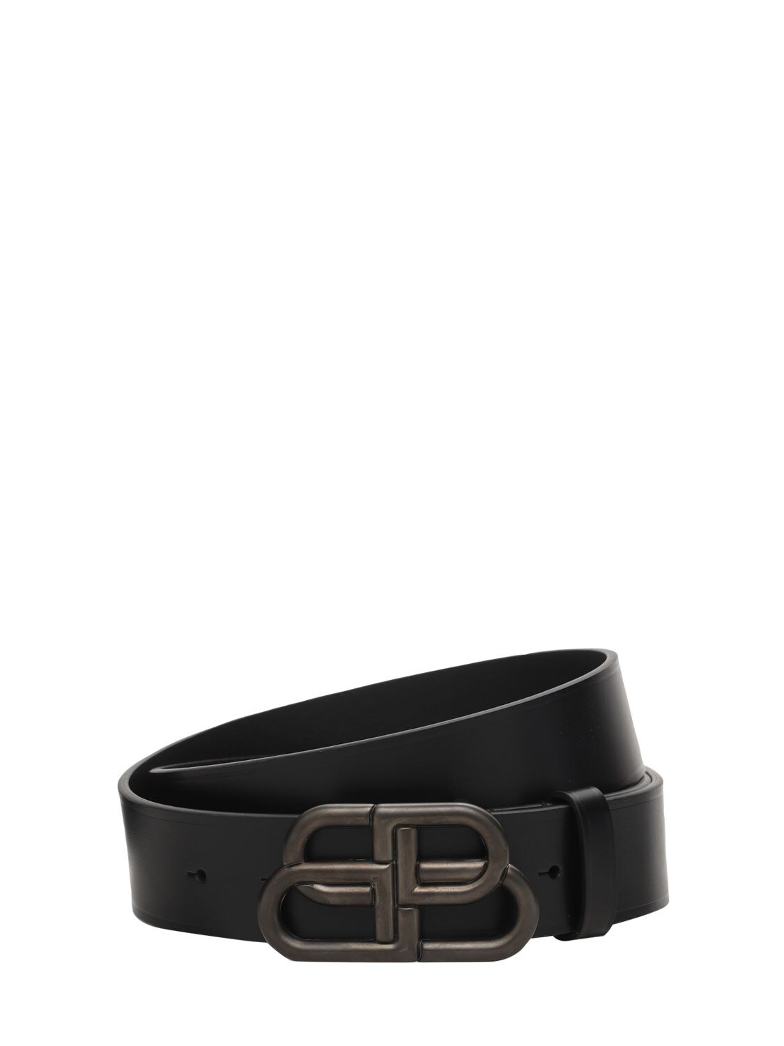 Balenciaga 3.5cm Large Leather Belt W/logo Buckle In Black