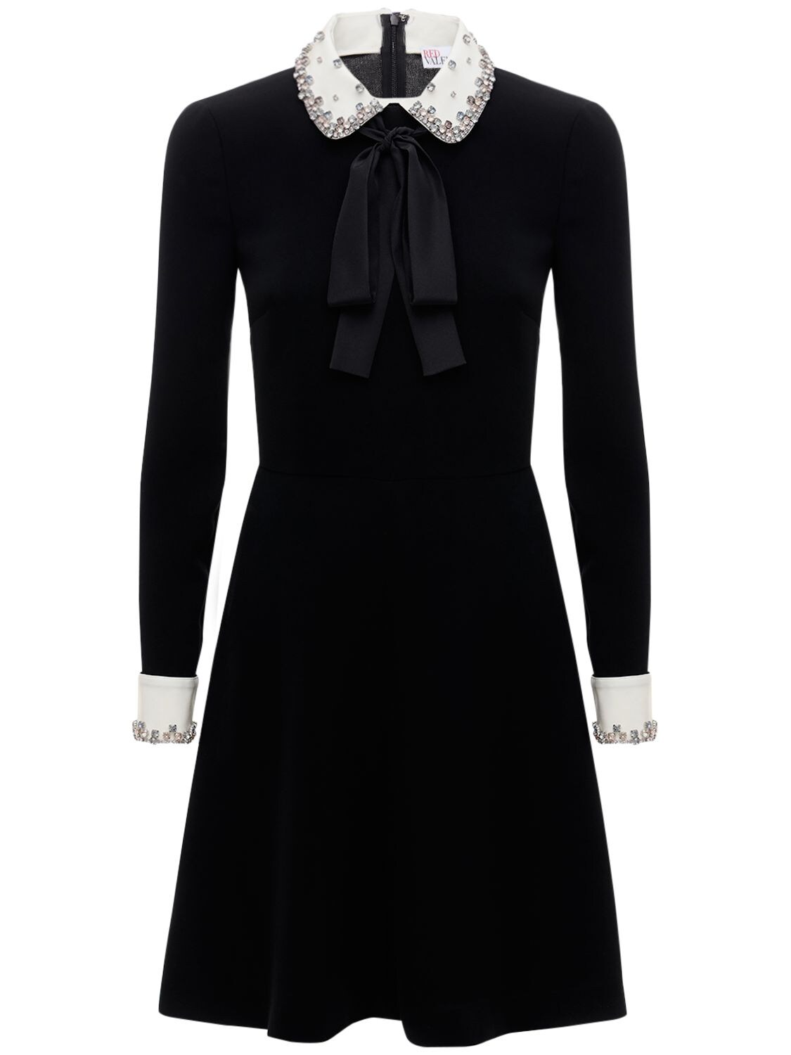 Red Valentino Exclusive Embellished Crepe Mini Dress In Black