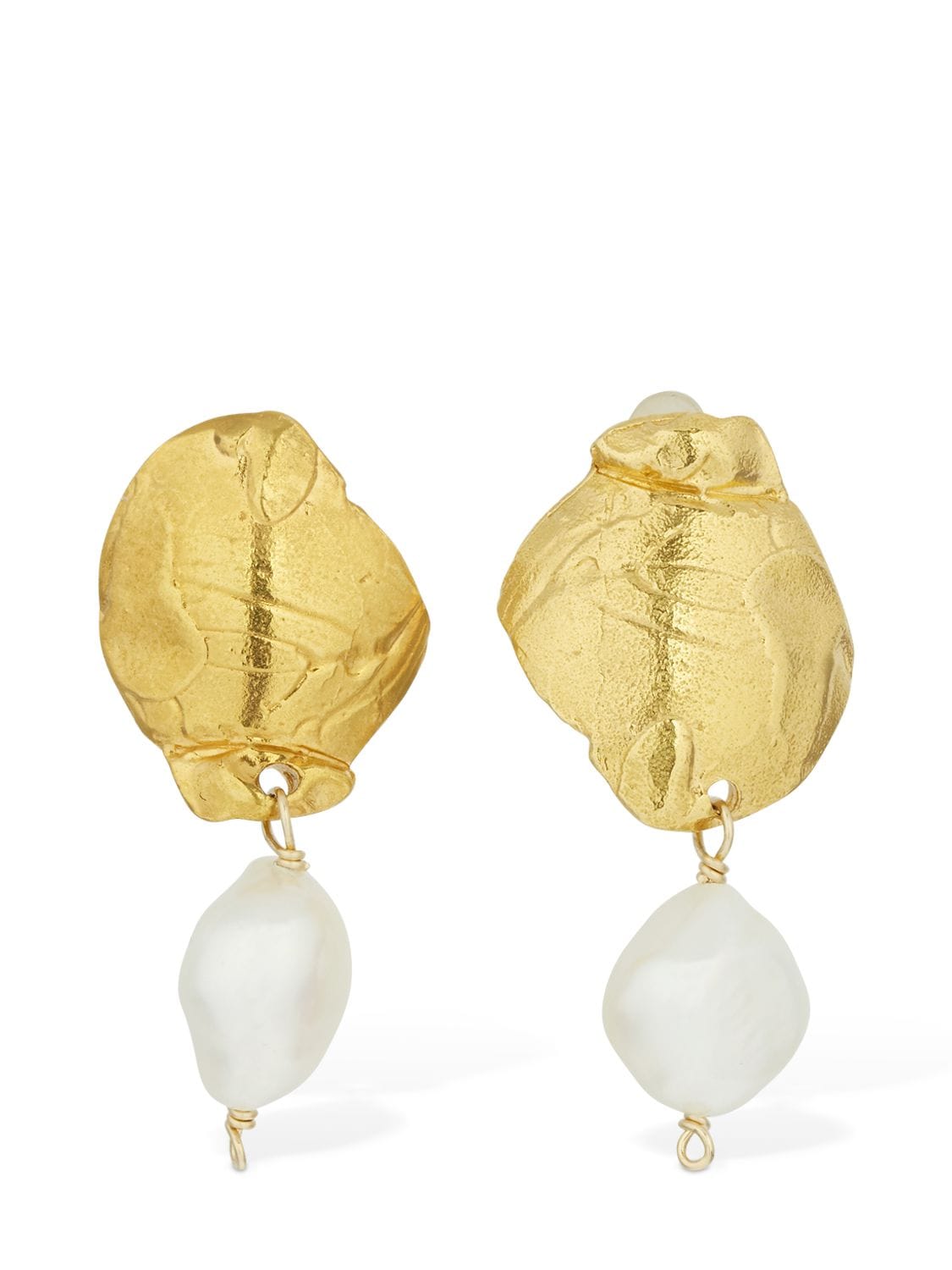 Alighieri Shadow And Pearl Drop Earrings In Gold,pearl