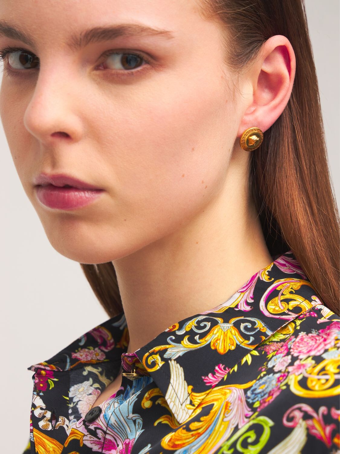 Shop Versace Medusa Small Stud Earrings In 金色