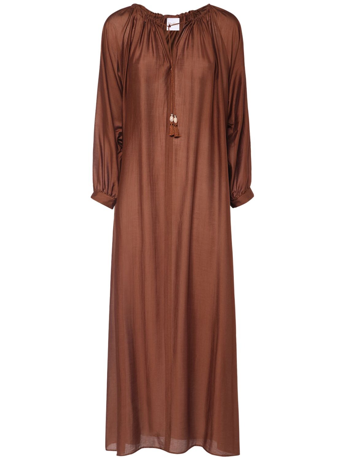 Max Mara Modal Blend Caftan Dress In Brown
