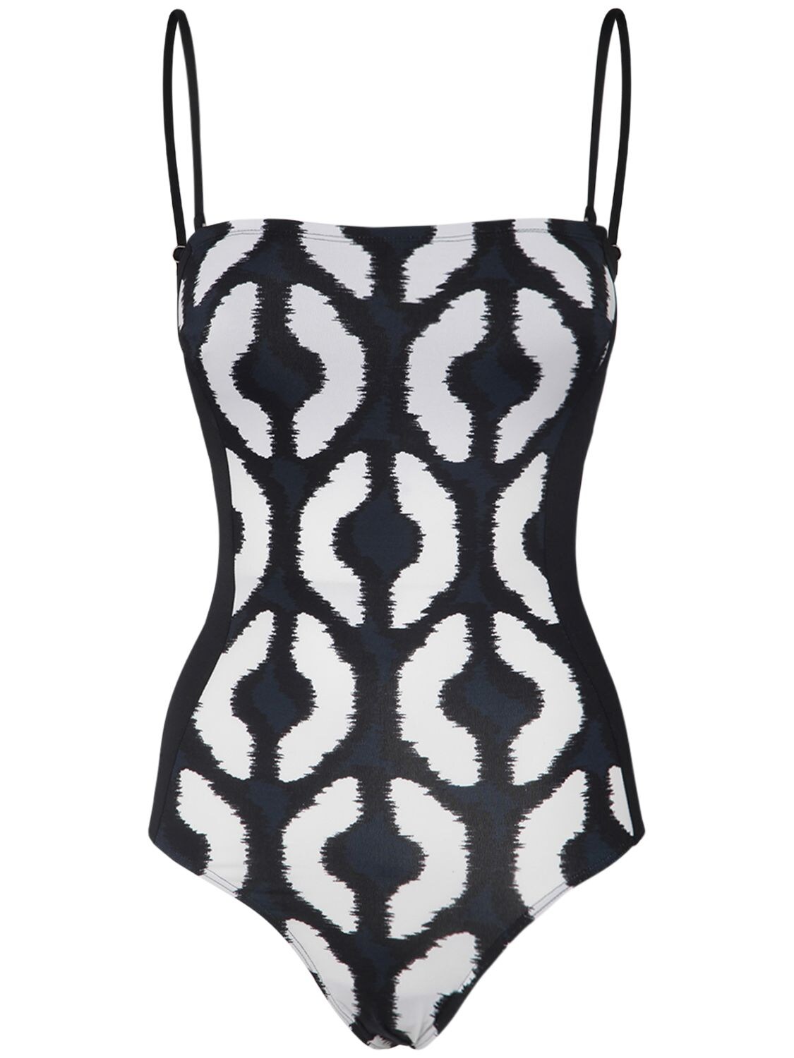 Max Mara Printed Bustier One Piece Swimsuit In Black