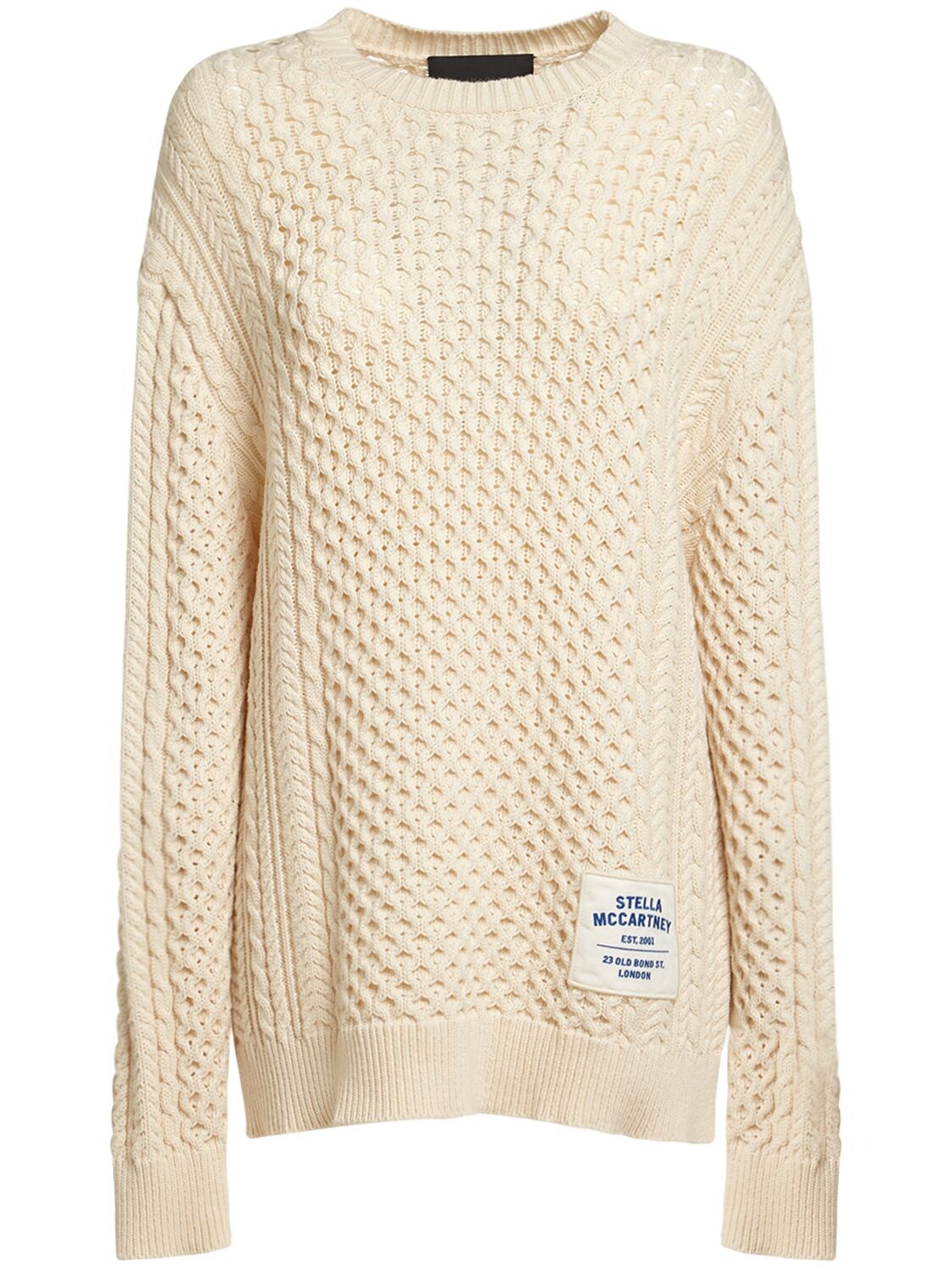 Patch Logo Cotton Blend Knit Sweater