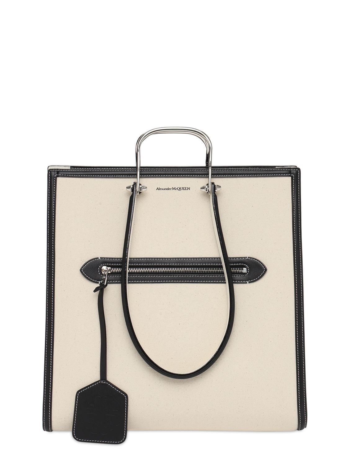 Alexander Mcqueen THE TALL STORY CANVAS & LEATHER TOTE BAG