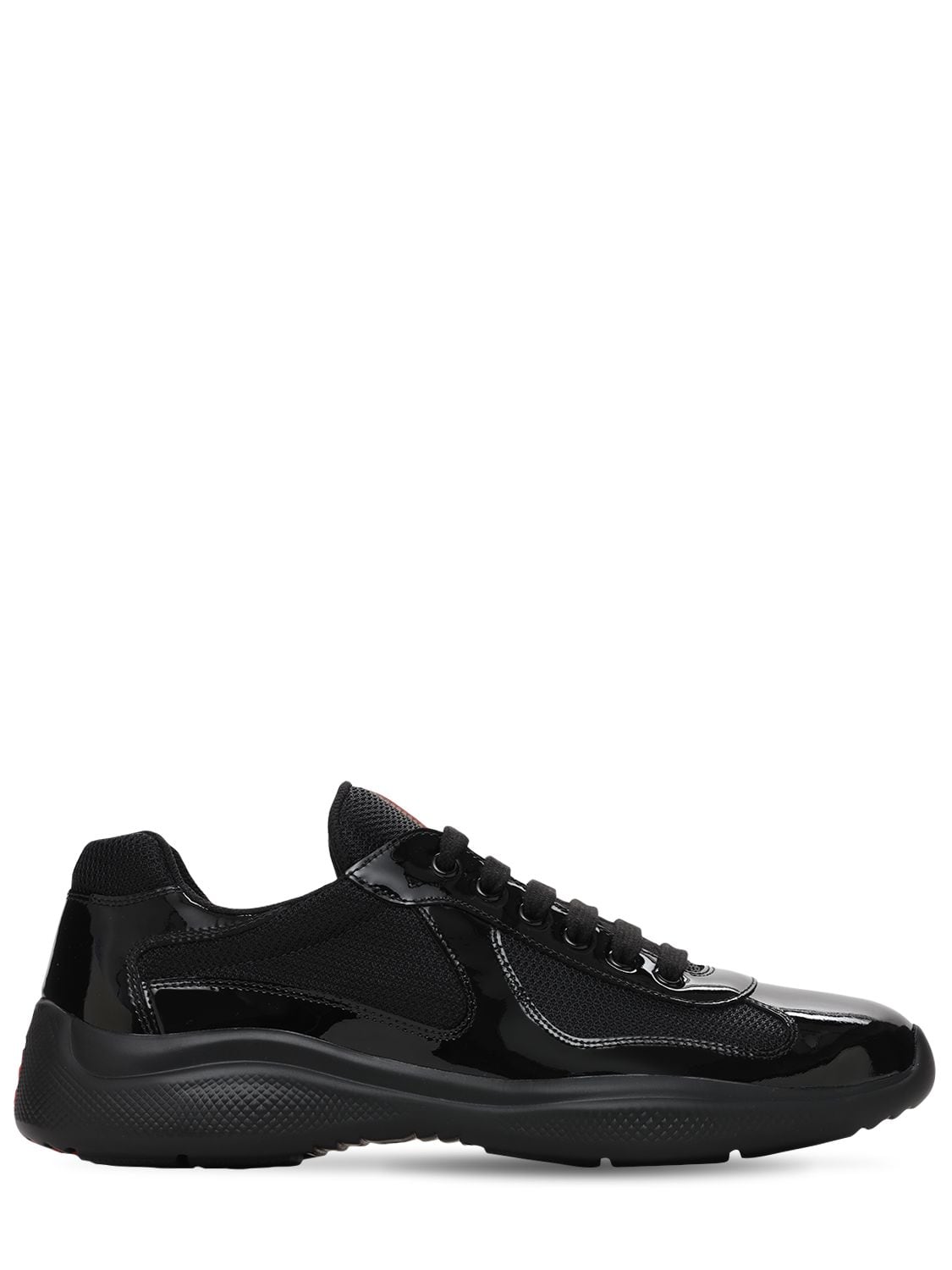 Prada America's Cup Leather & Mesh Sneakers In Black