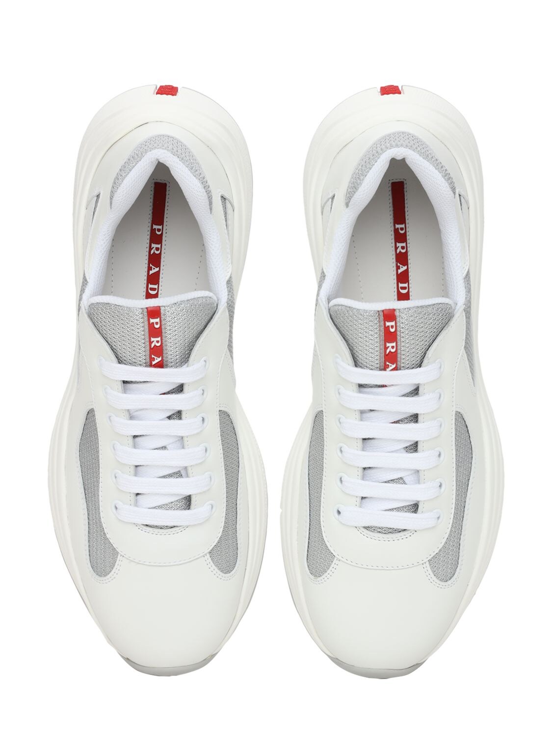 Shop Prada America's Cup Xl Leather & Mesh Sneakers In White