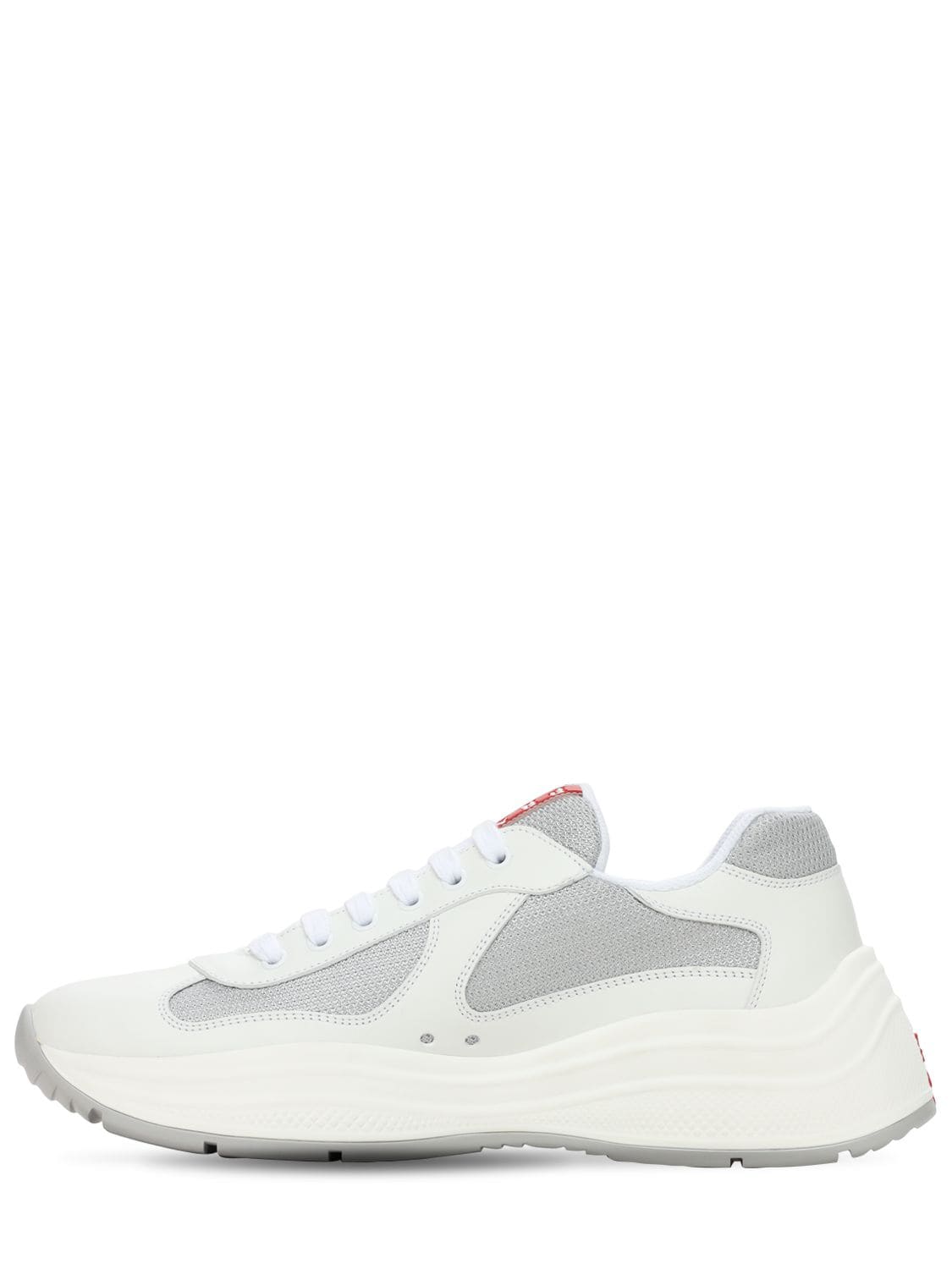 Shop Prada America's Cup Xl Leather & Mesh Sneakers In White