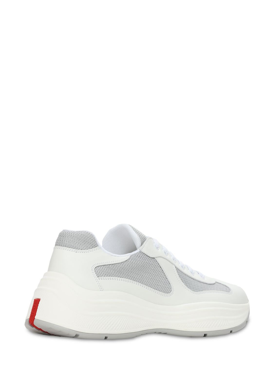 Shop Prada America's Cup Xl Leather & Mesh Sneakers In White