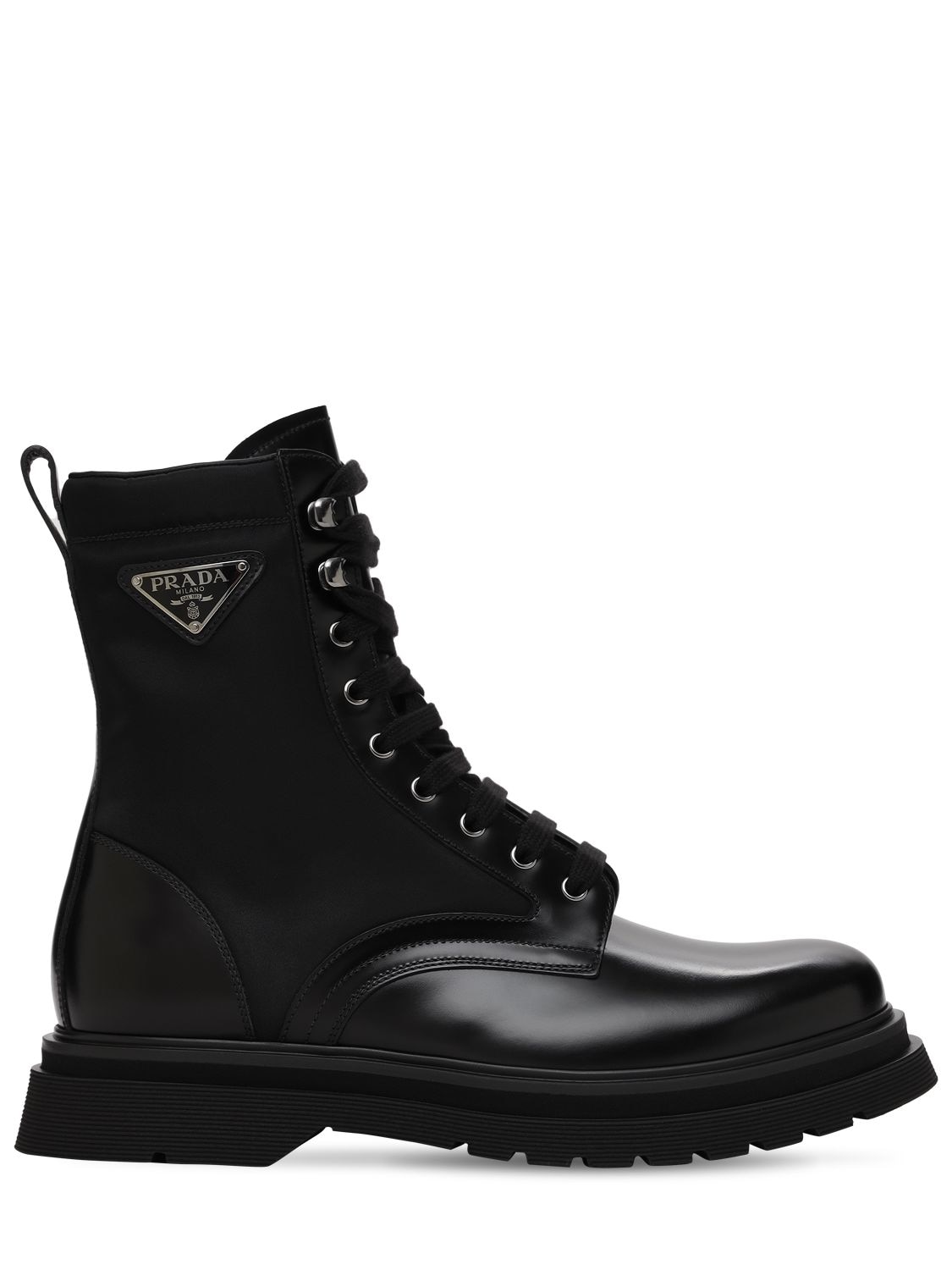 Logo Nylon & Leather Boots