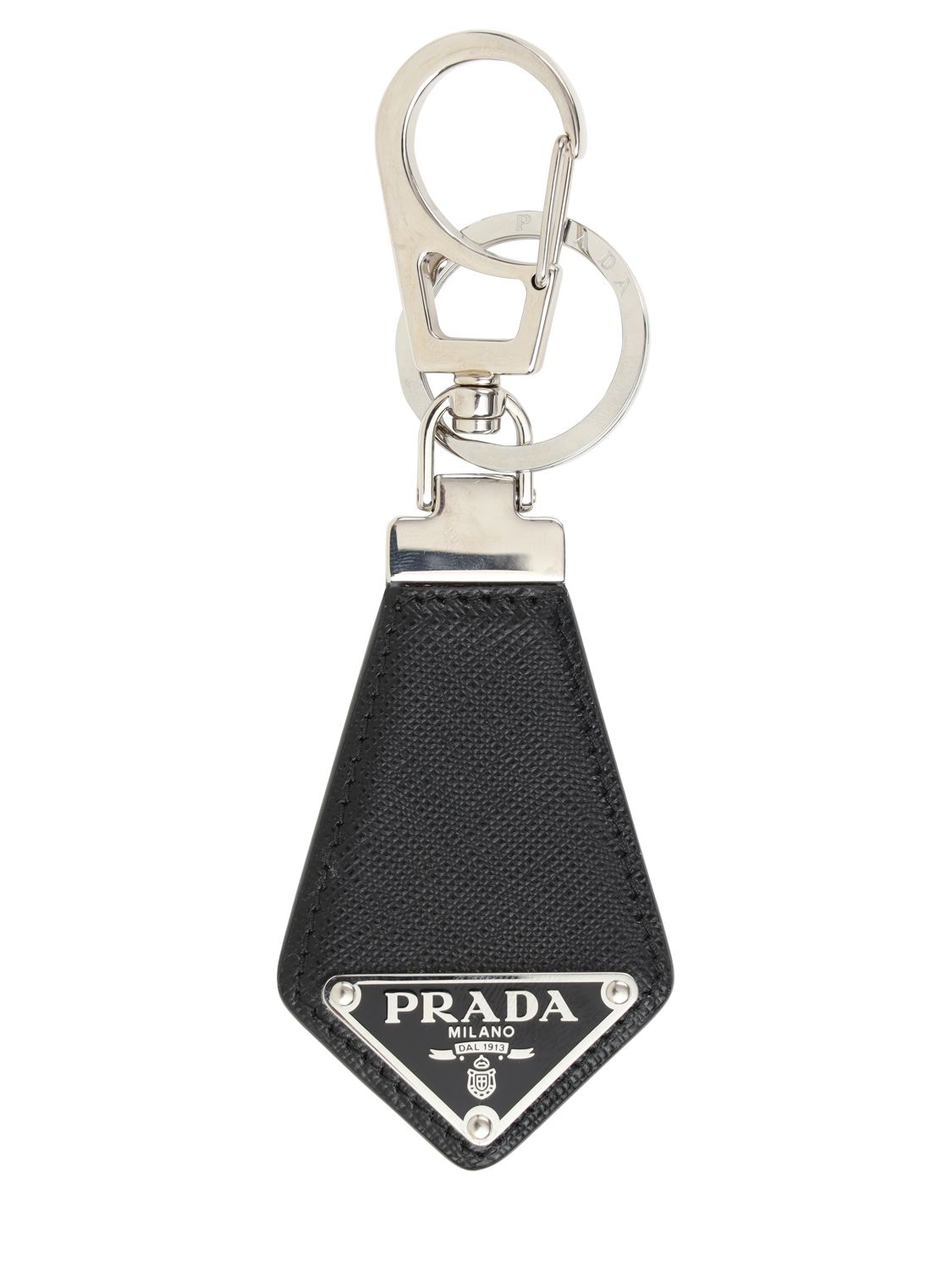 PRADA Logo Saffiano Leather Key Chain