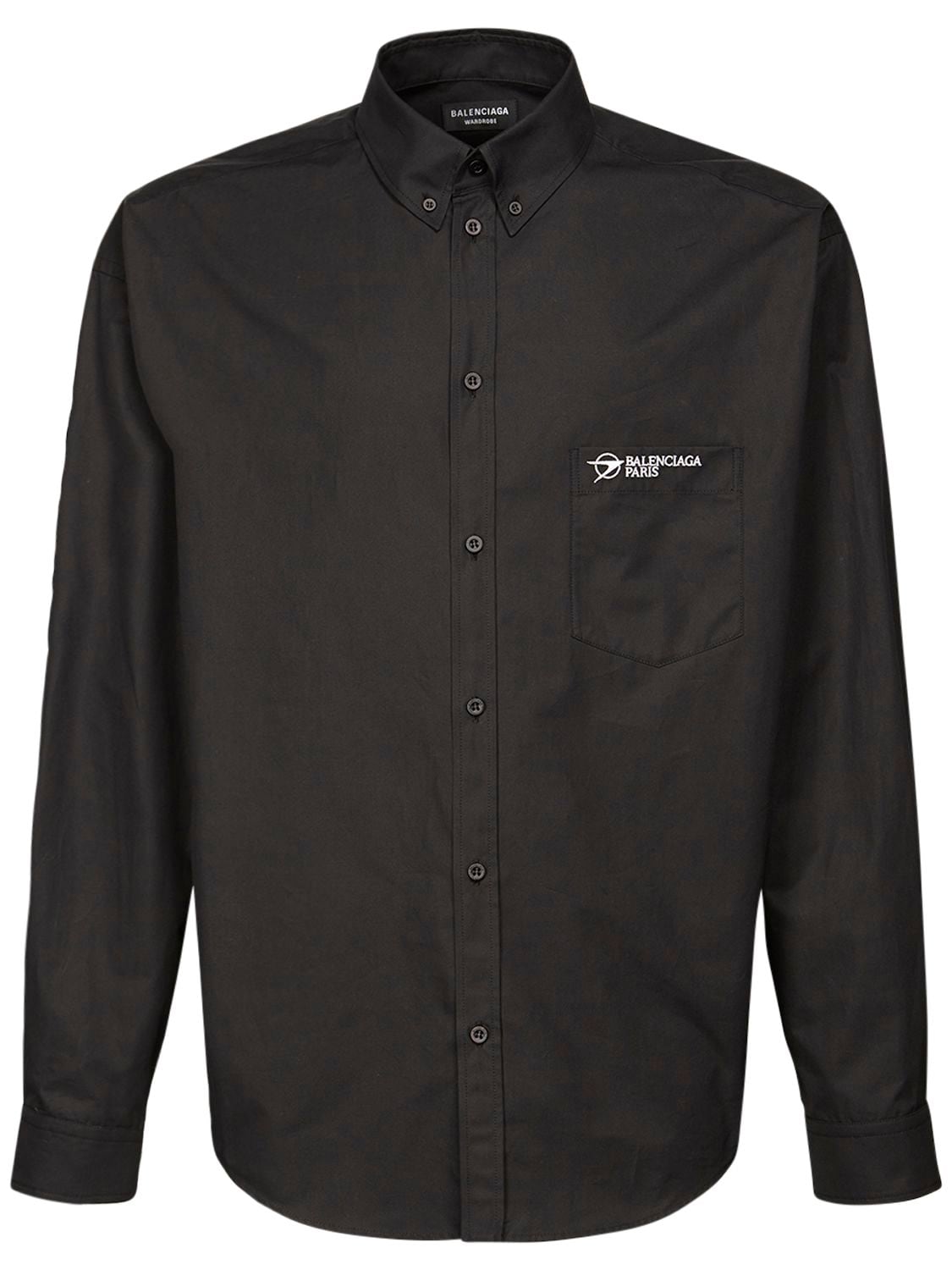 Balenciaga Logo Cotton Blend Shirt In Black