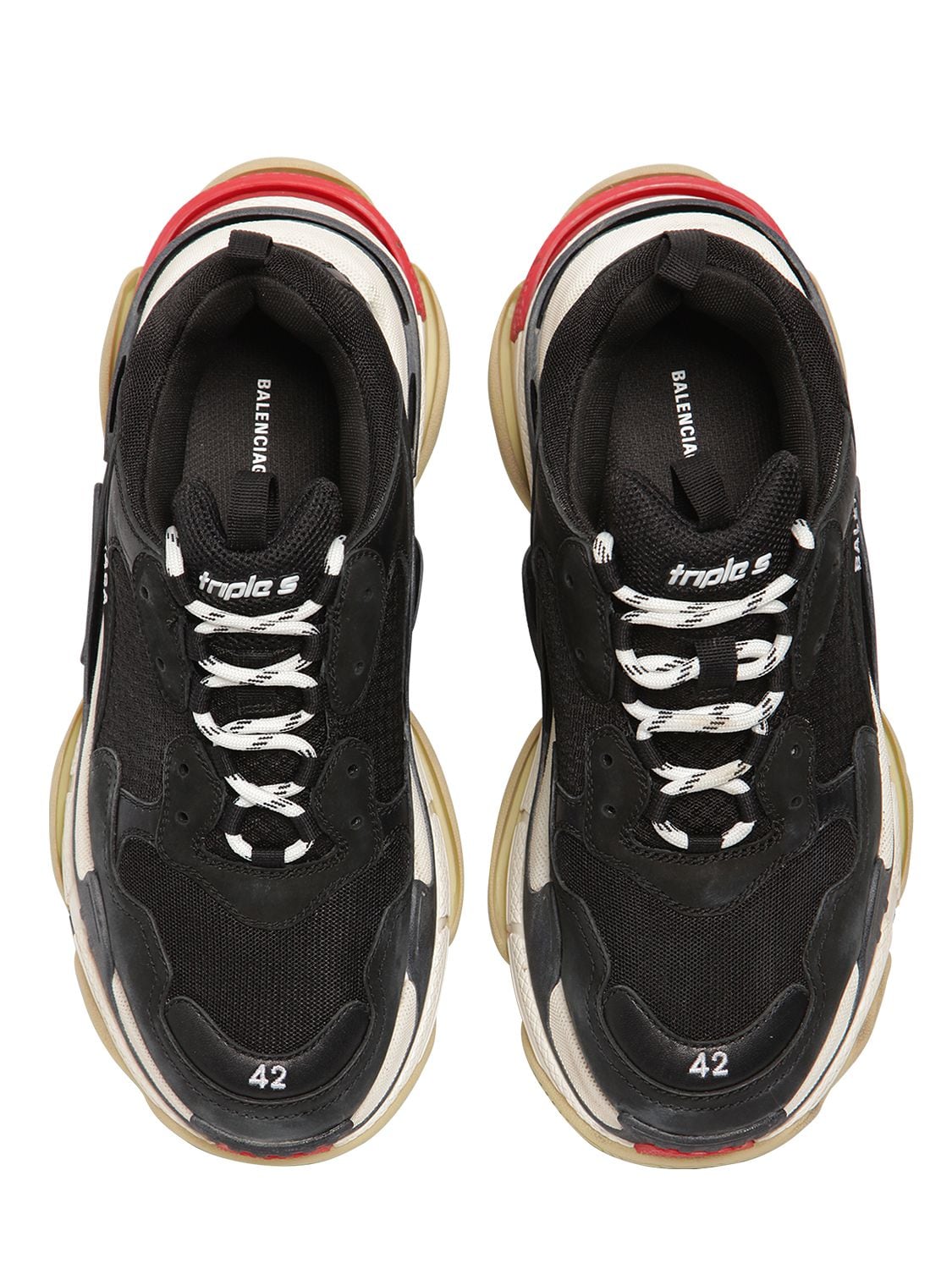 "TRIPLE S"麂皮，皮革&弹力网运动鞋