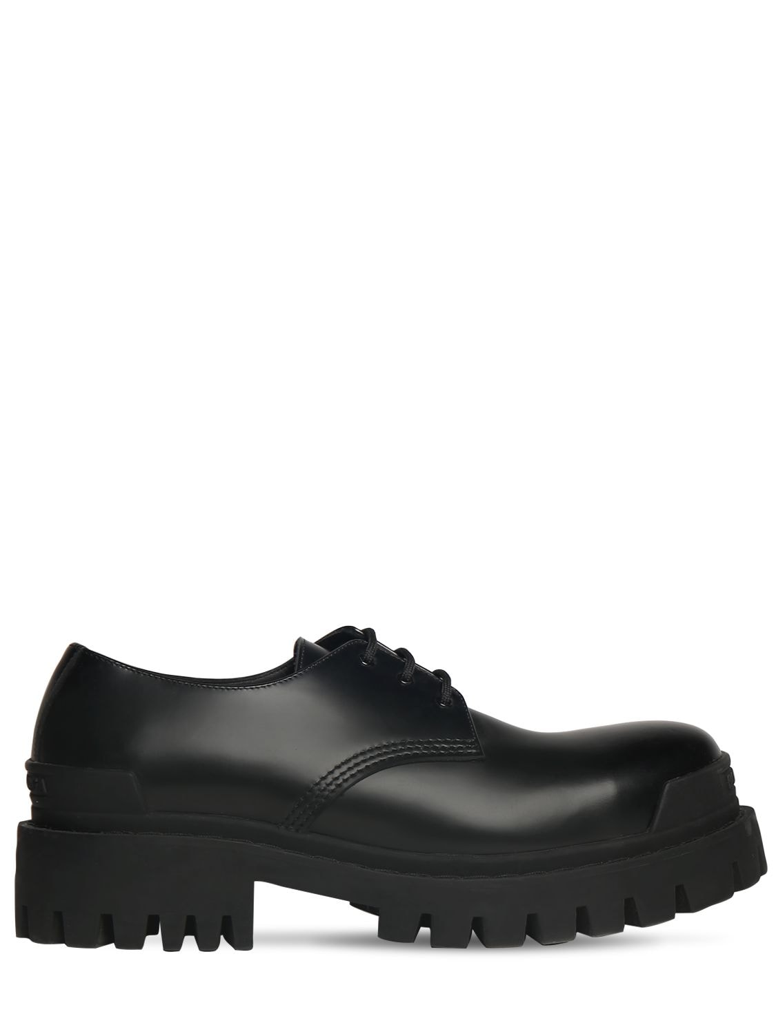 Balenciaga Strike Leather Derby Shoes In Black | ModeSens